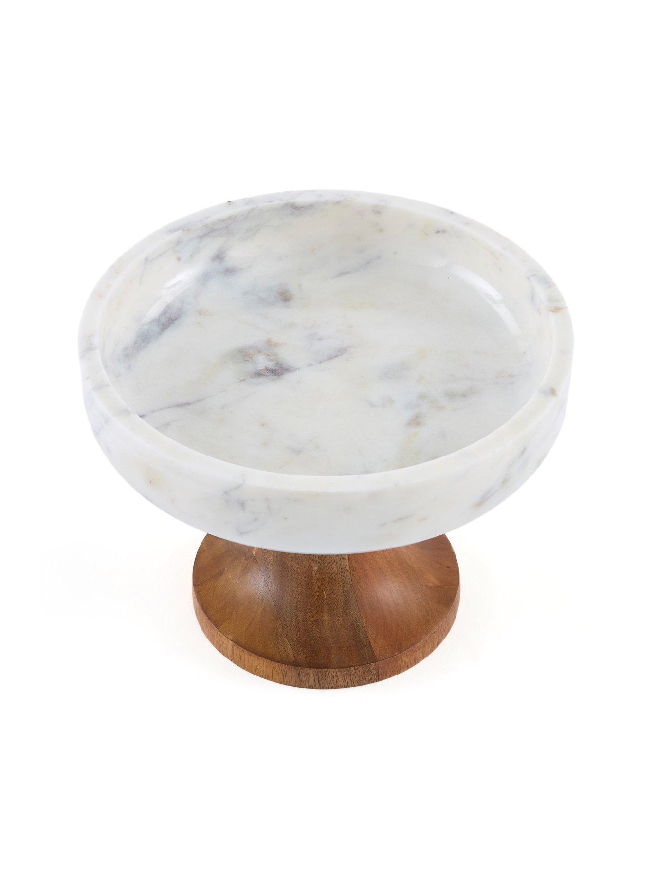 Image 3 of 6 of Very Home Raised Marble Bowl With Mango Wood Base