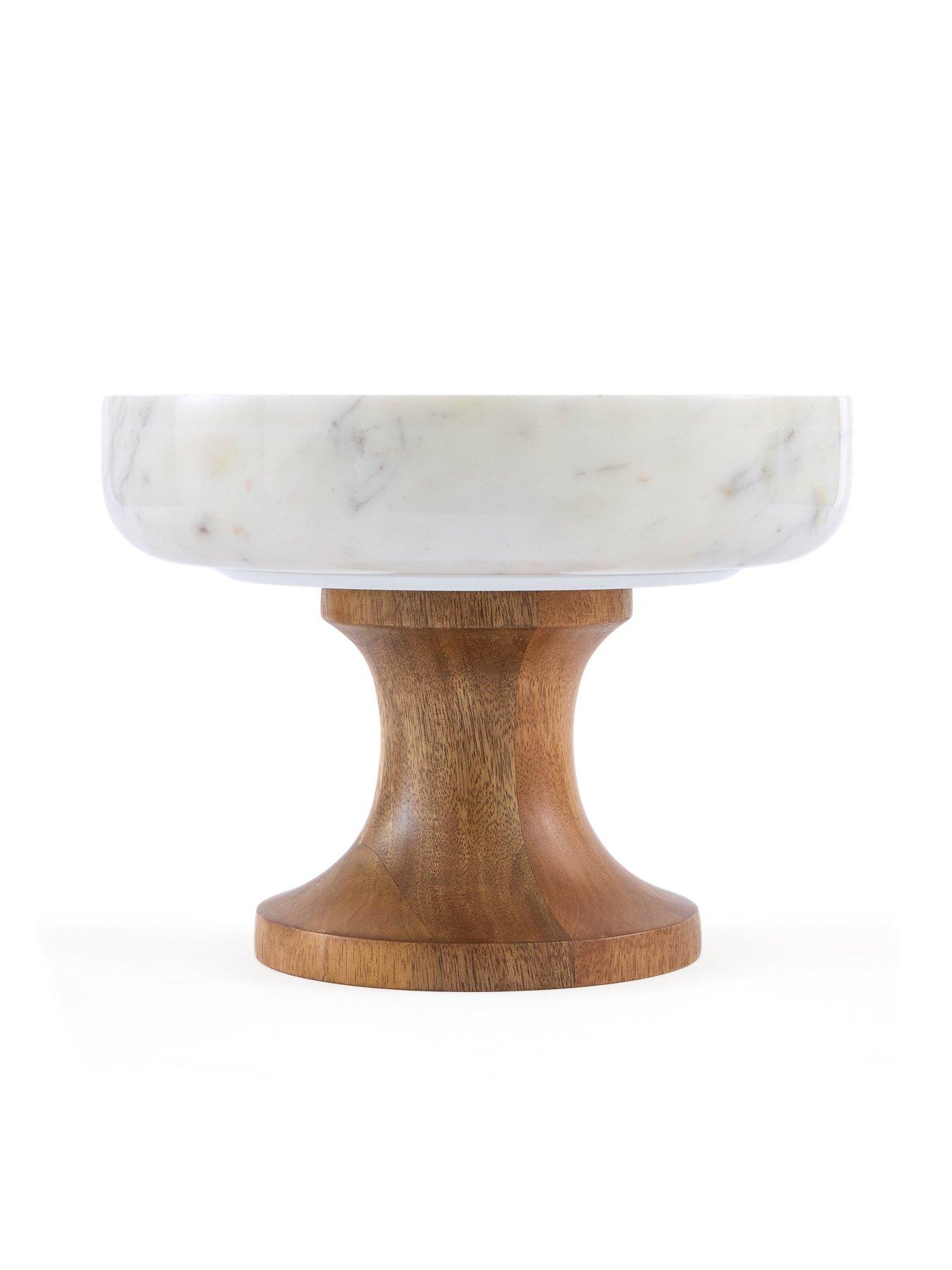 Image 4 of 6 of Very Home Raised Marble Bowl With Mango Wood Base