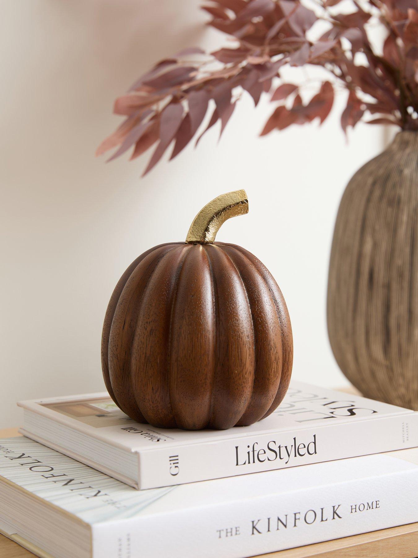 The Very Collection Large Wooden Pumpkin - Walnut 12.7cm