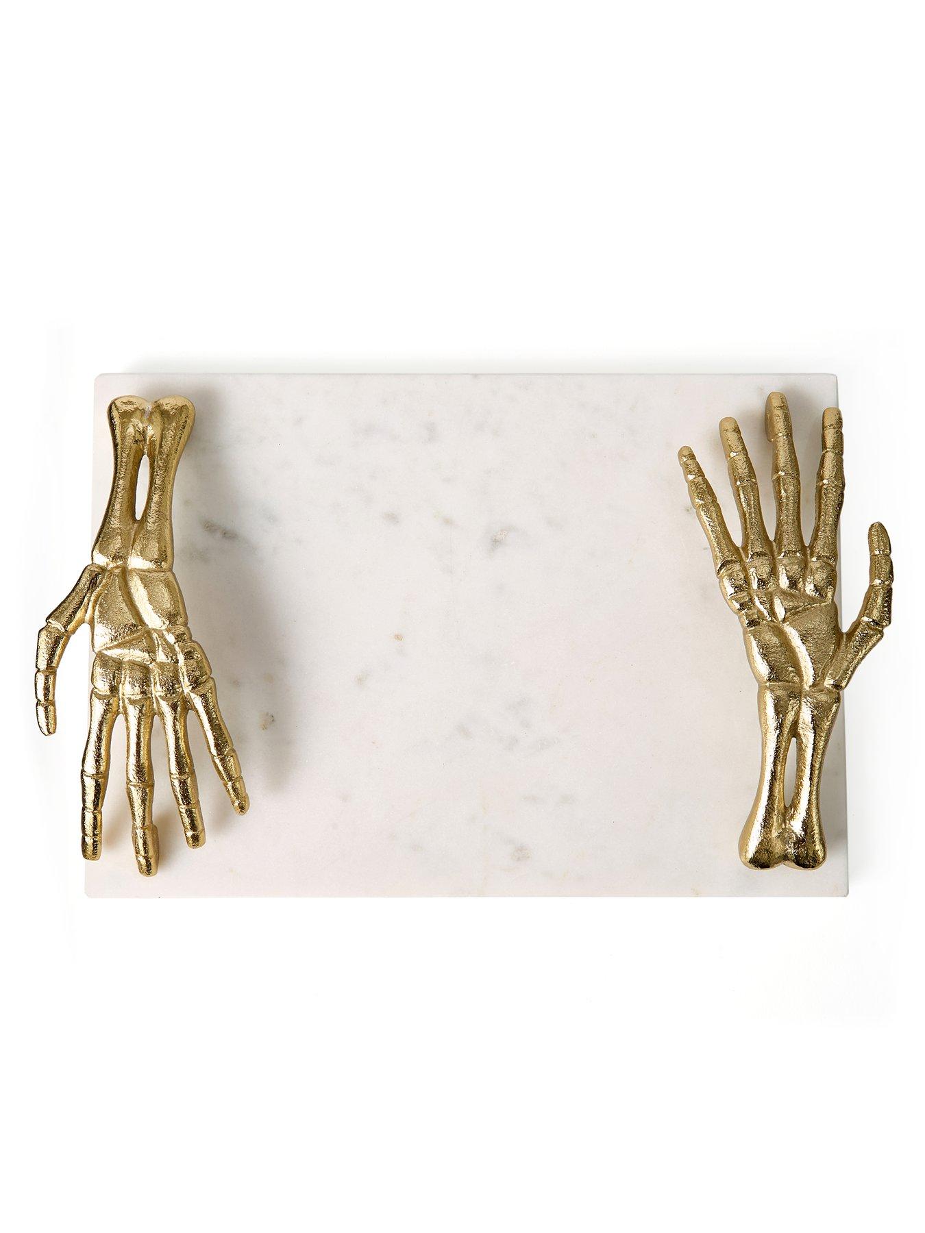  image of the-very-collection-skeleton-hands-marble-tray-30cm