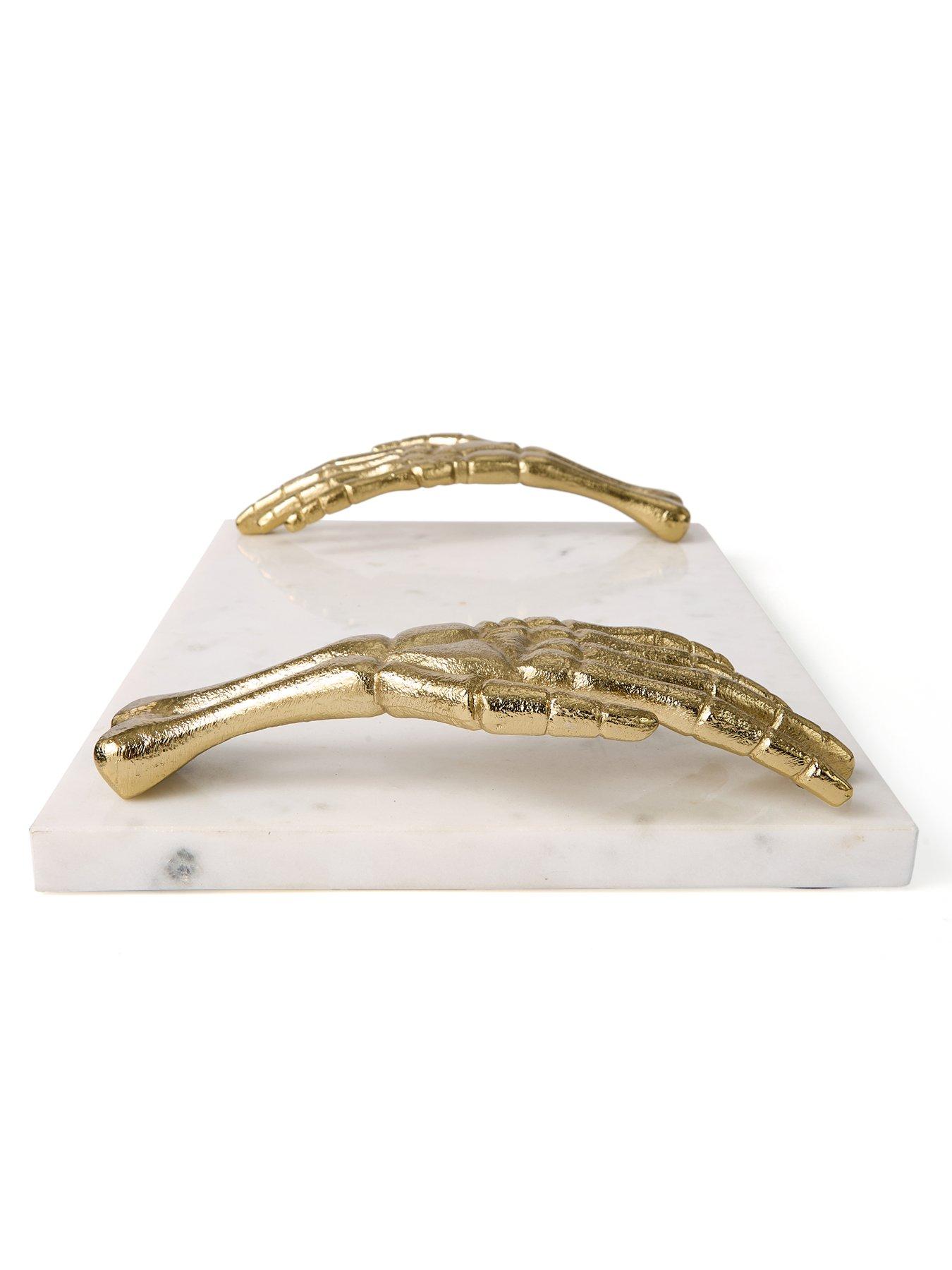  image of the-very-collection-skeleton-hands-marble-tray-30cm