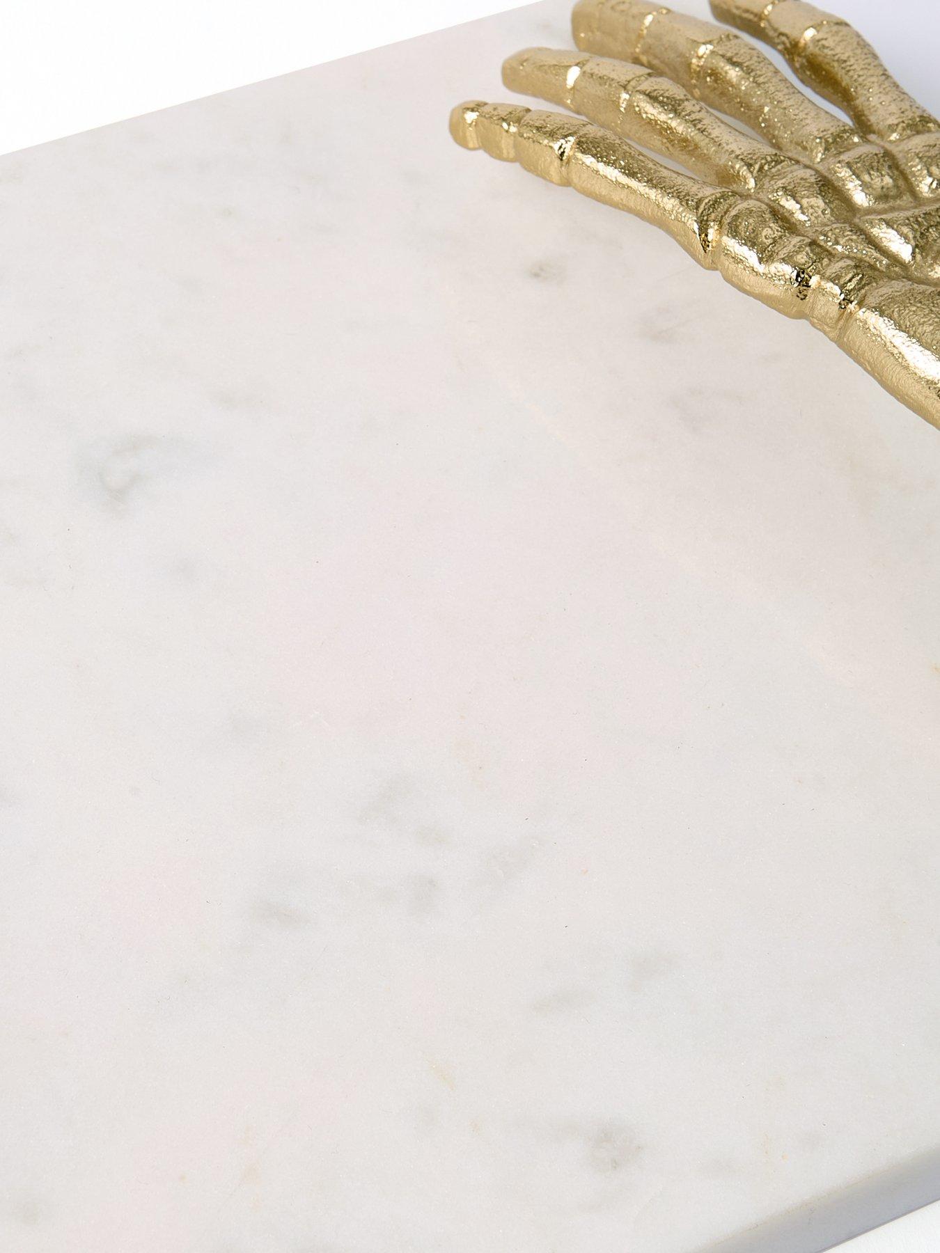  image of the-very-collection-skeleton-hands-marble-tray-30cm