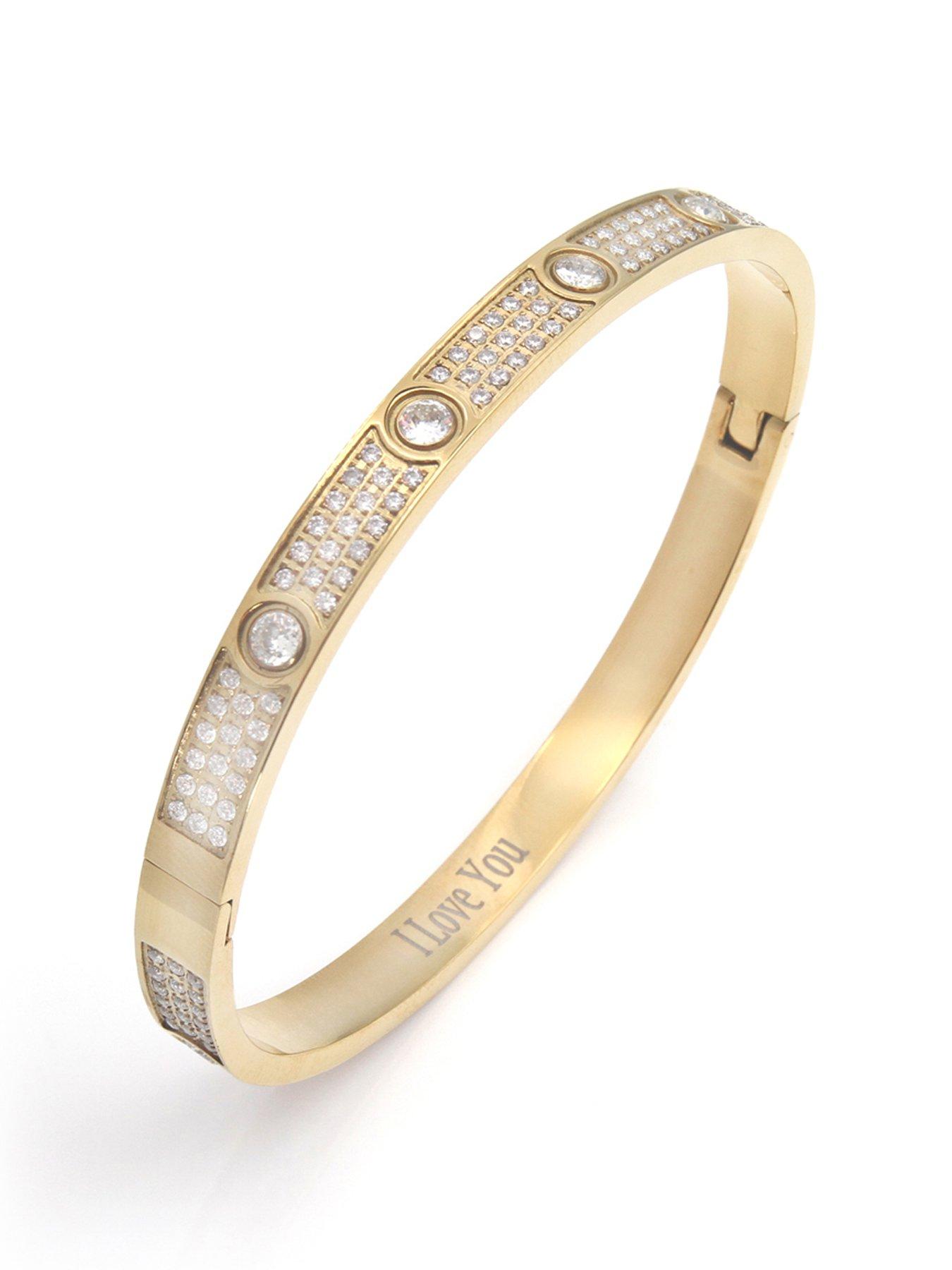 Image 1 of 2 of Say It With Full Cubic Zirconia  Stone Bangle - Yellow Gold