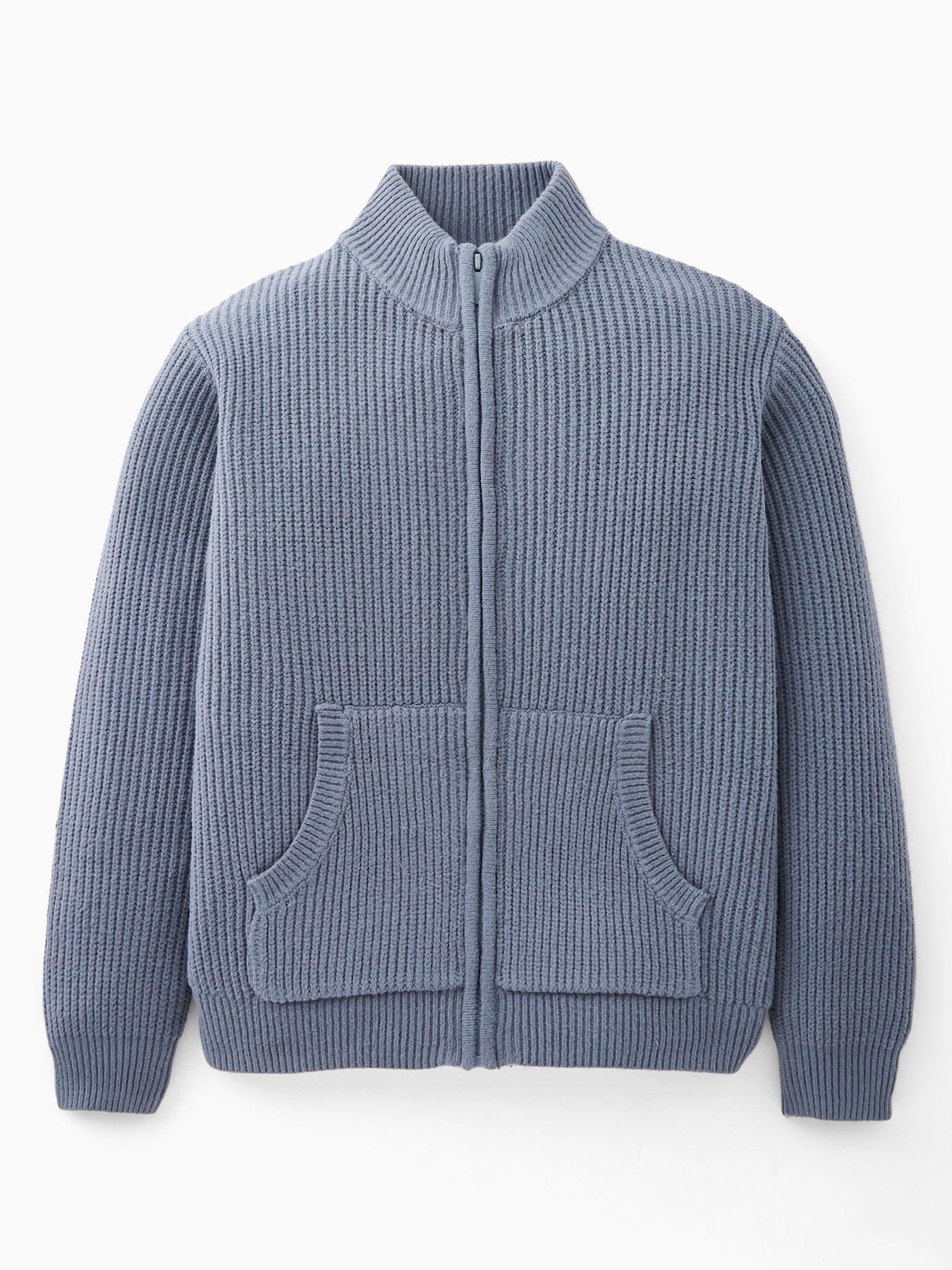 undefined Boys Zip Through Knitted Cardigan - Navy