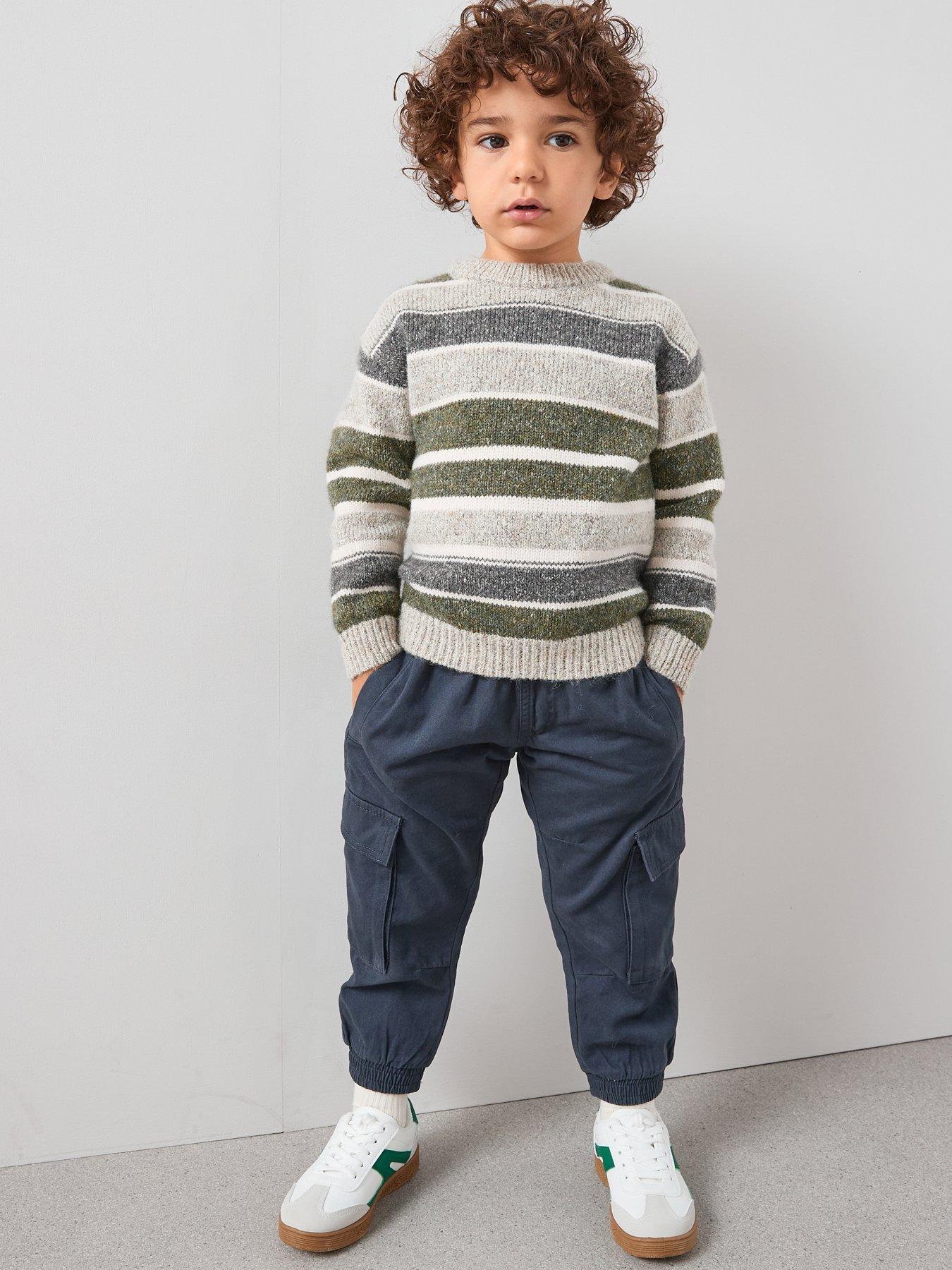 Image 3 of 6 of The Very Collection Boys Drop Shoulder Knitted Jumper - Green