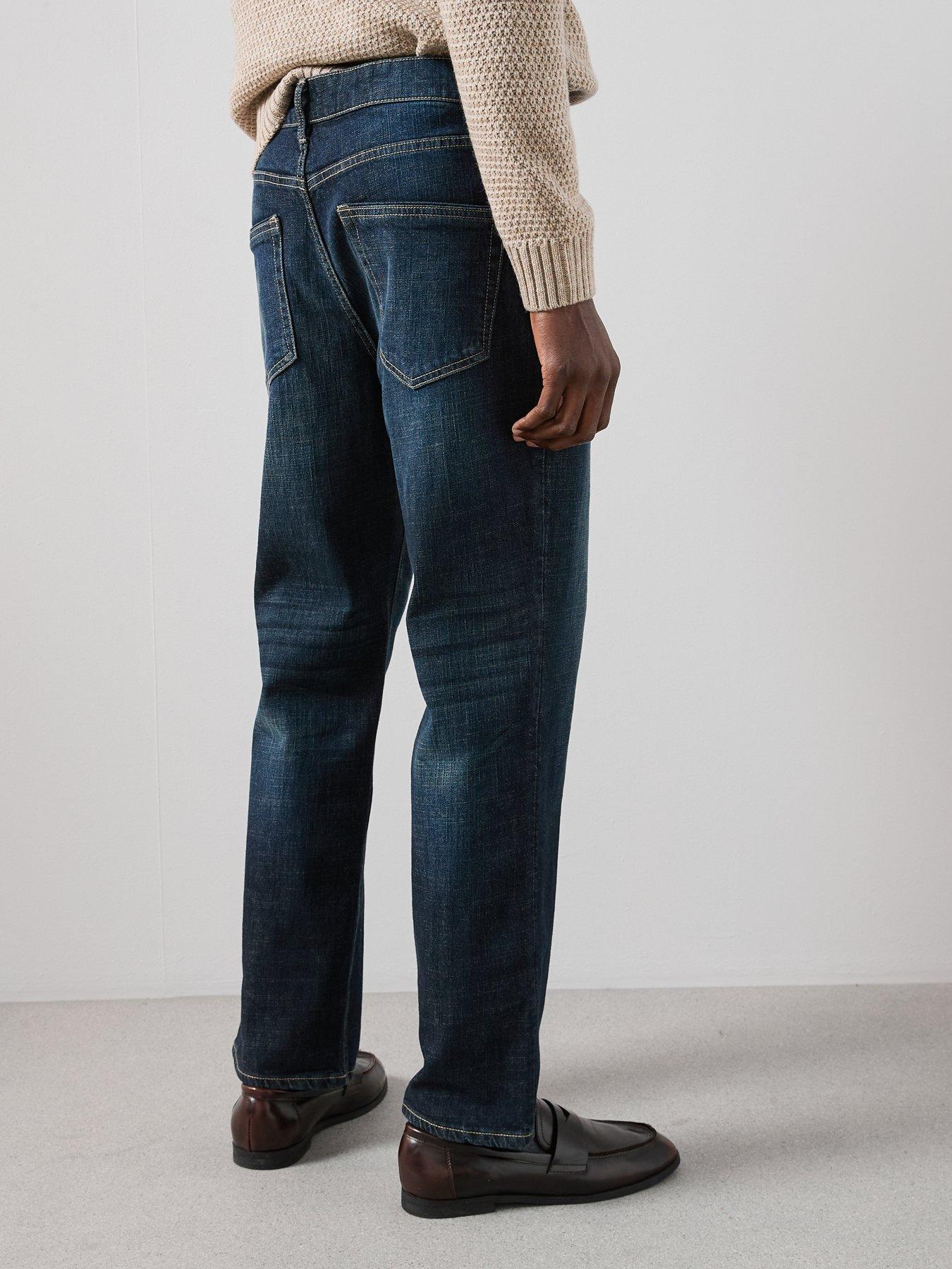 Image 2 of 7 of The Very Collection Cross Hatch Straight Fit Jeans - Dark Blue