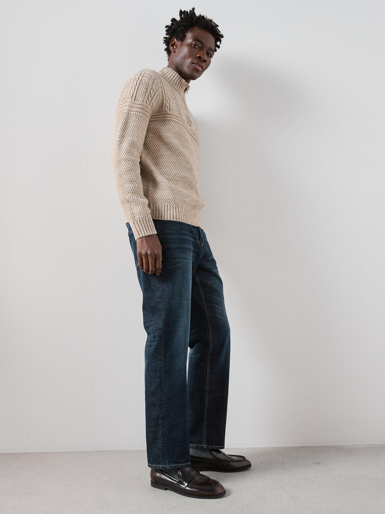 Image 5 of 7 of The Very Collection Cross Hatch Straight Fit Jeans - Dark Blue