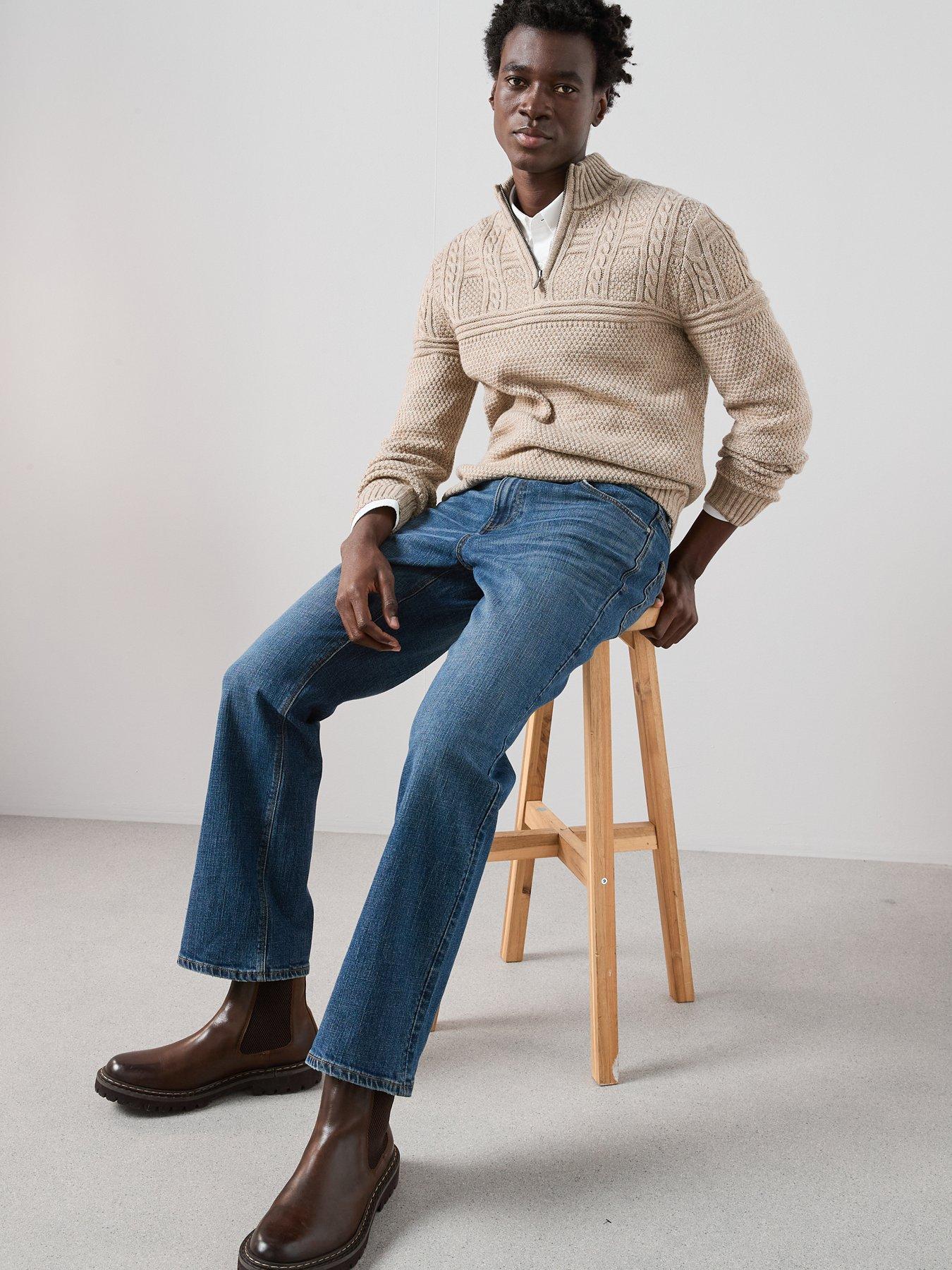 Image 4 of 7 of The Very Collection Cross Hatch Bootcut Fit Jeans - Blue