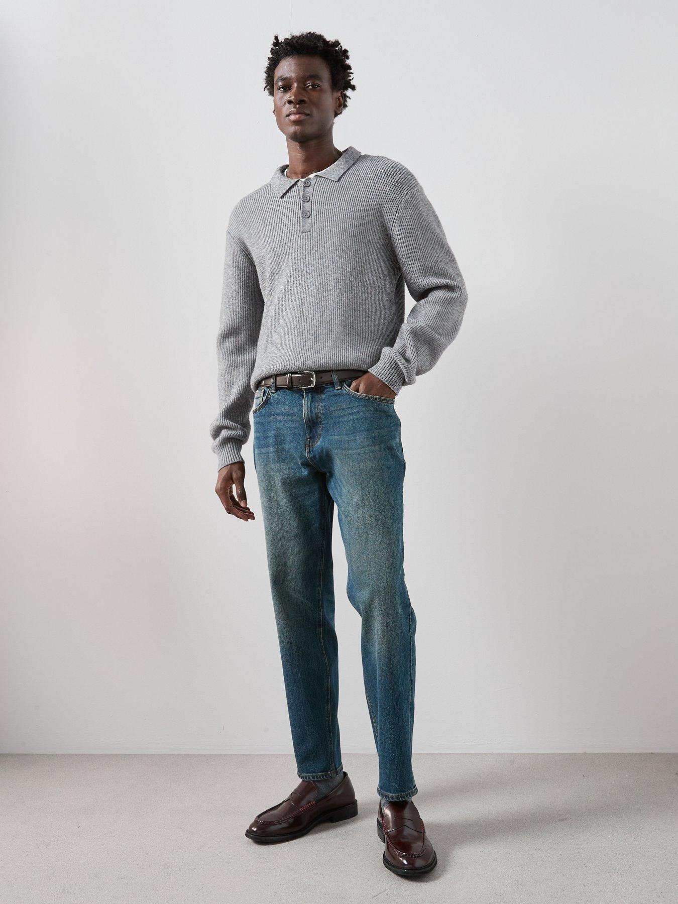 Image 3 of 7 of The Very Collection Weft Dye Straight Tapered Fit Jeans - Vintage Dark Wash