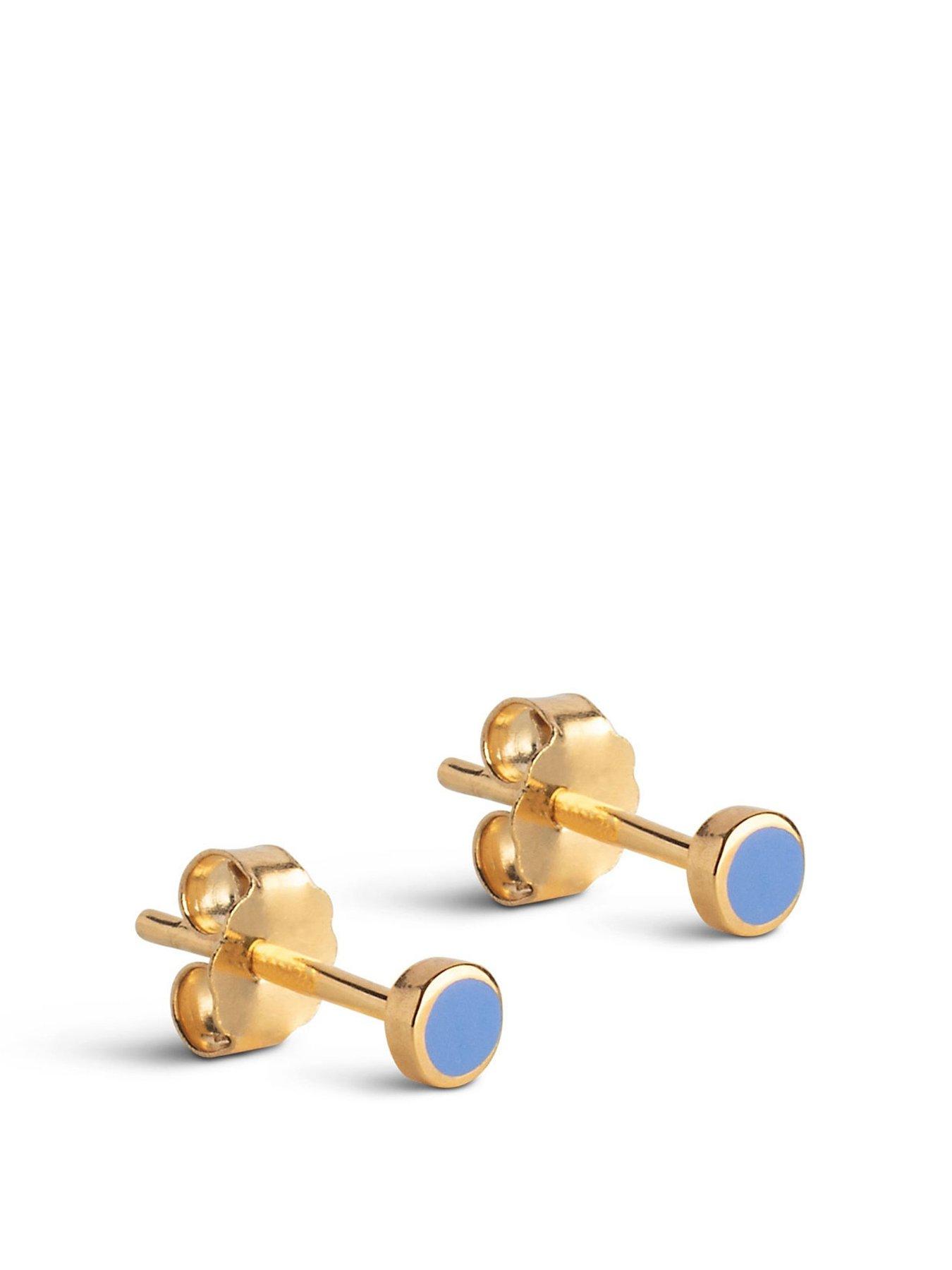 enamel-copenhagen-enamel-cornflower-dot-gold-plated-sterling-silver-studs