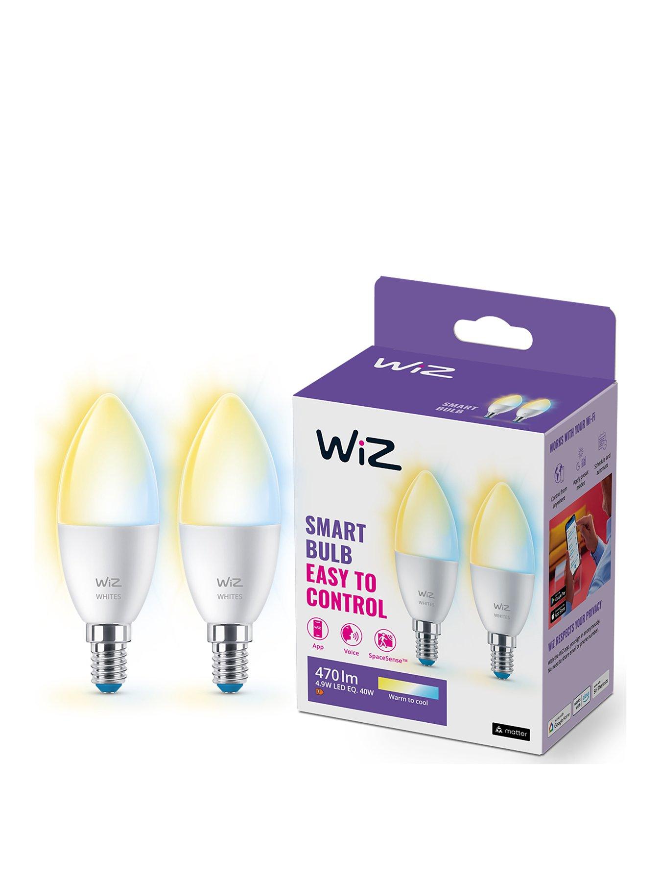 undefined WiZ C37 E14 40W Tunable White Smart Light Bulb 2-pack