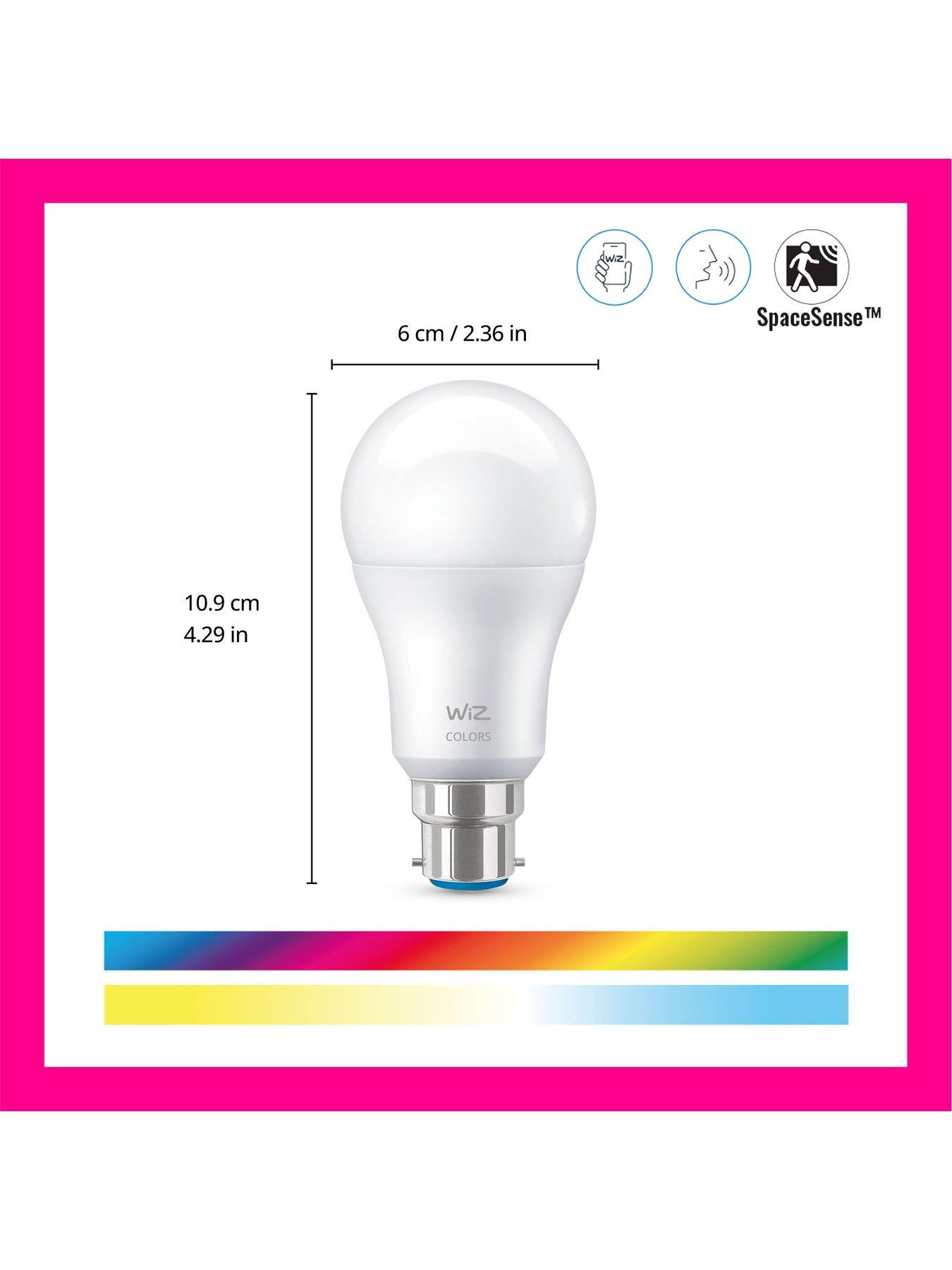  image of philips-wiz-wiz-a60-e27-colour-smart-light-bulb-2-pack