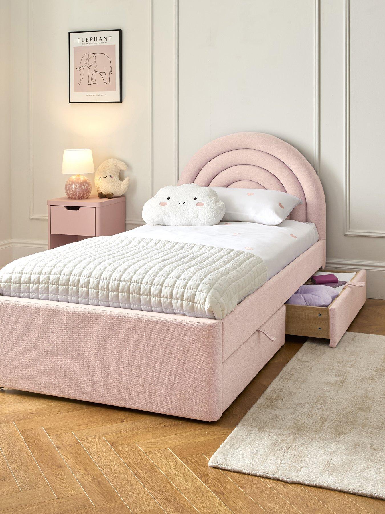 The Very Collection Rainbow Children's Single Bed Frame with Drawers and Mattress Options (Buy and SAVE!) - Pink - FSC® Certified