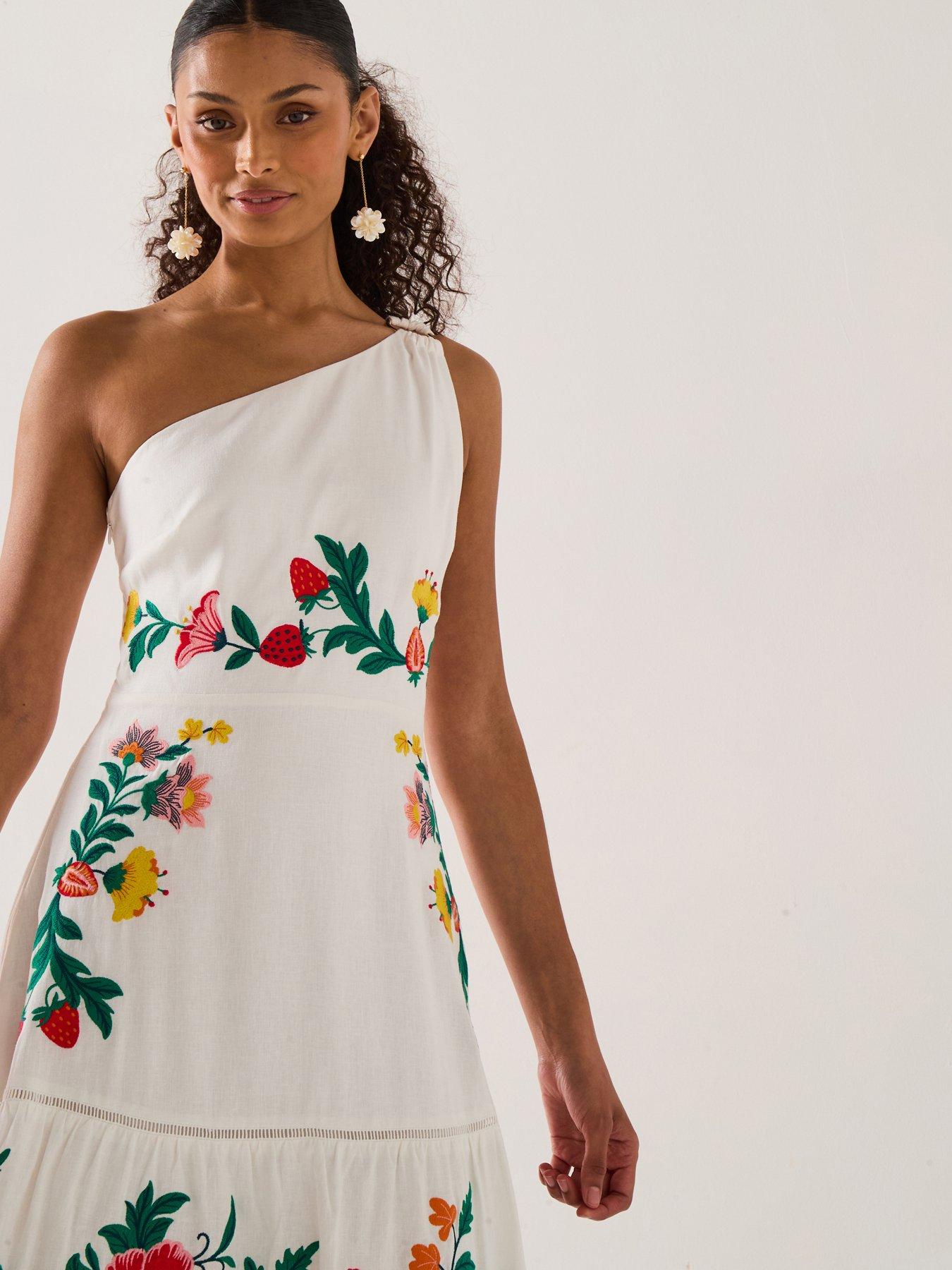 Forever New Ollie One Embroidered Shoulder Maxi - White | Littlewoods