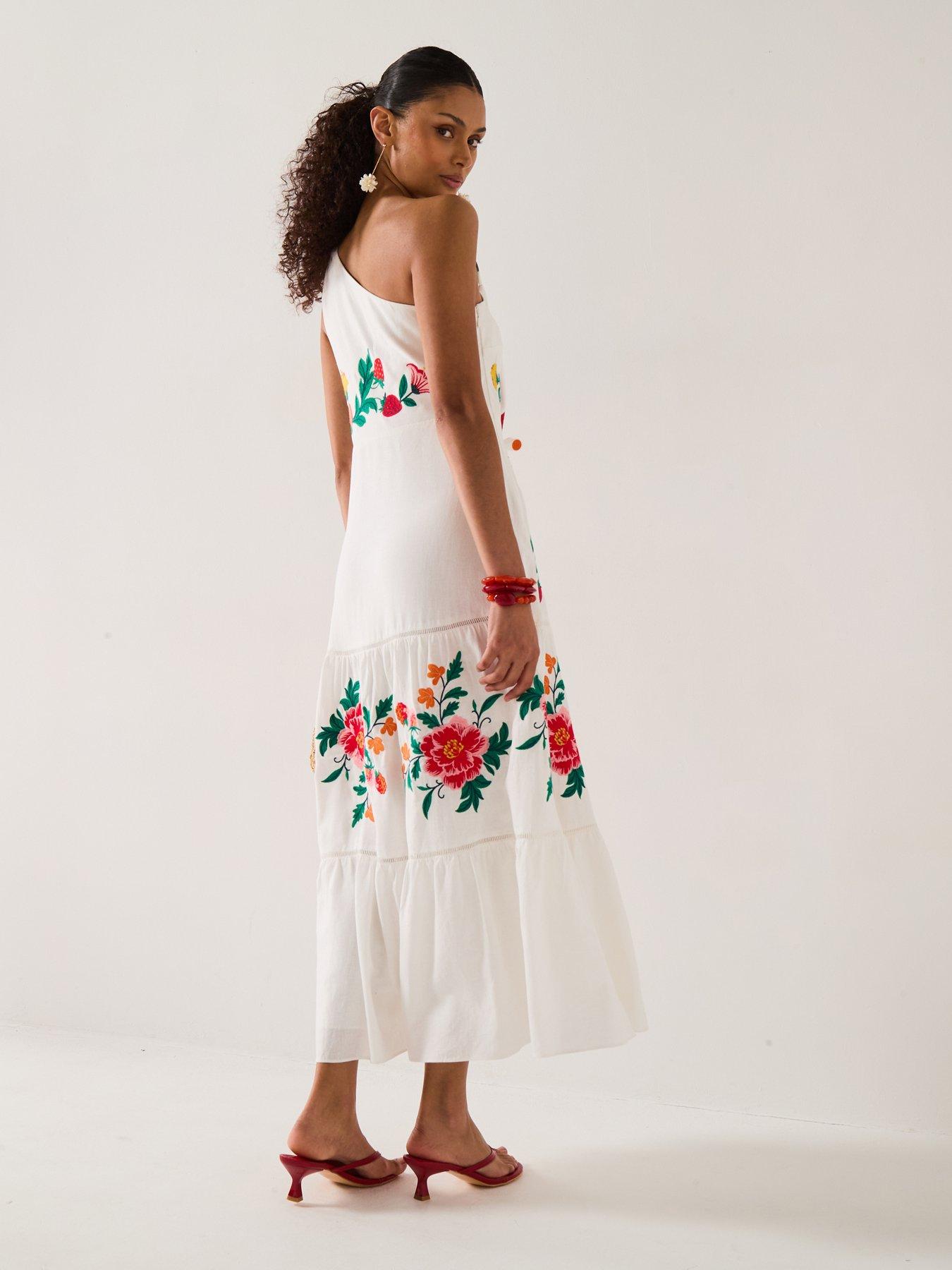 Forever New Ollie One Embroidered Shoulder Maxi - White | Littlewoods