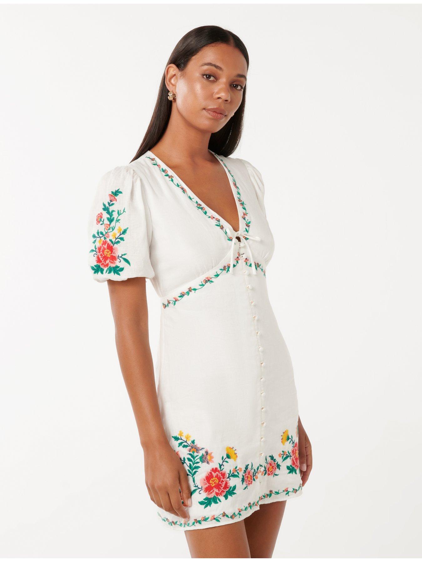 Image 2 of 5 of Forever New Veanne Embroidered Tea Mini - White