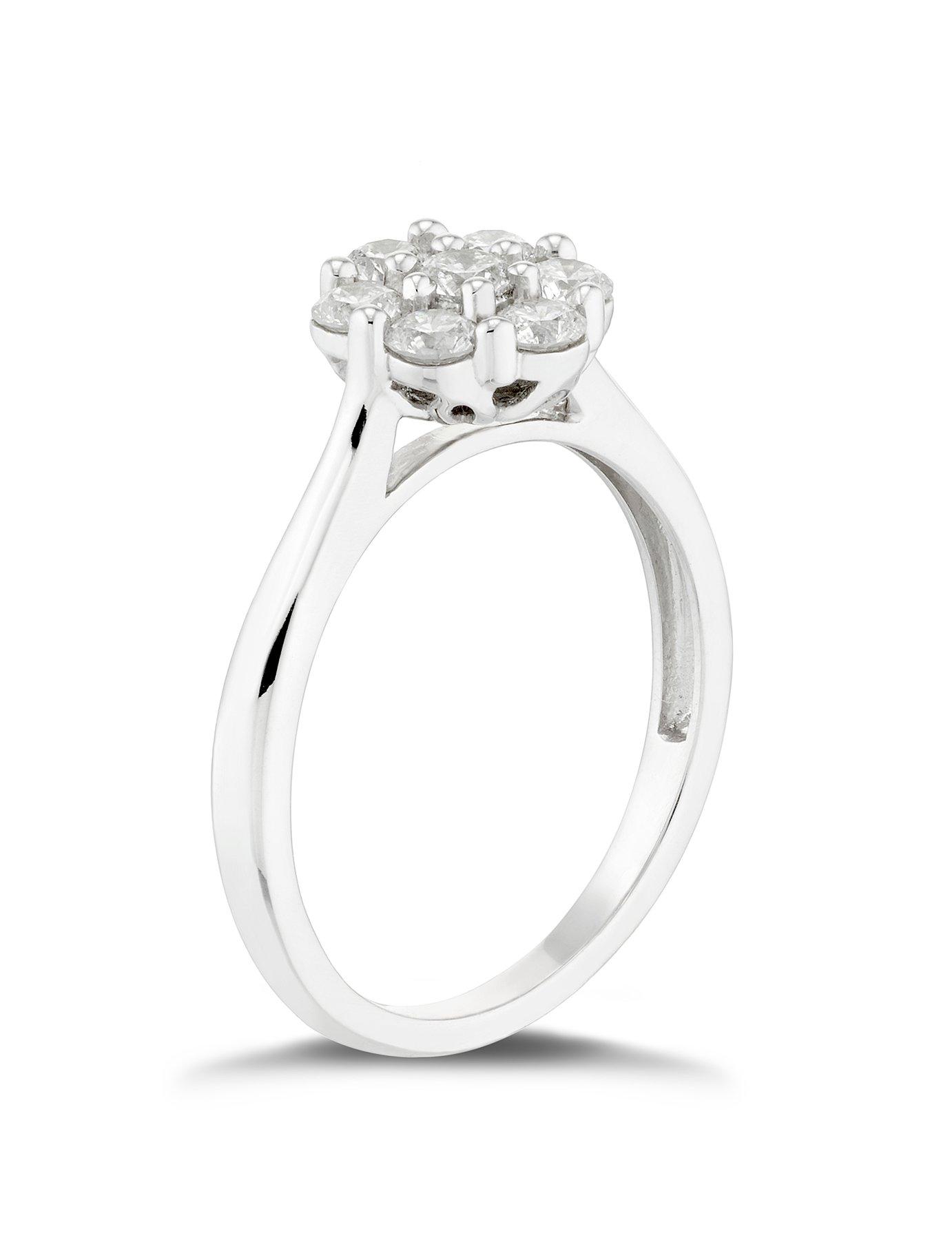  image of ernest-jones-platinum-050ct-flower-cluster-with-plain-shoulders
