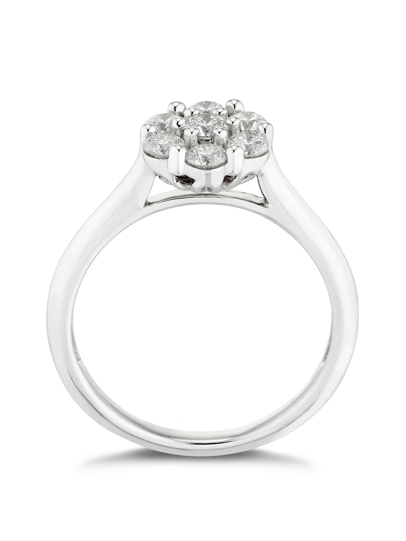  image of ernest-jones-platinum-050ct-flower-cluster-with-plain-shoulders