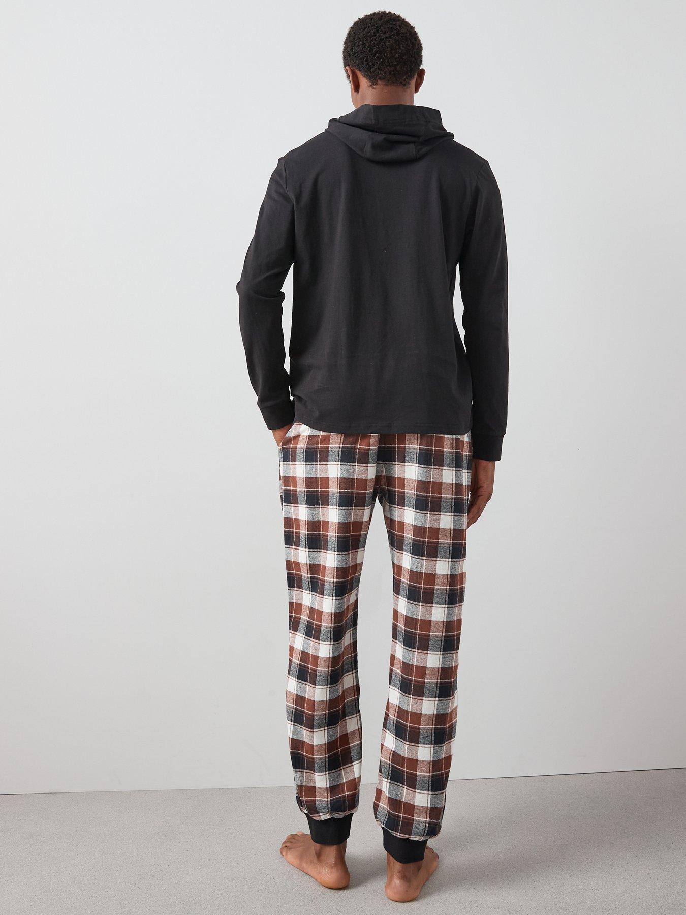 Image 2 of 5 of The Very Collection Hooded Brushed Check Lounge Set - Brown Check/Grey