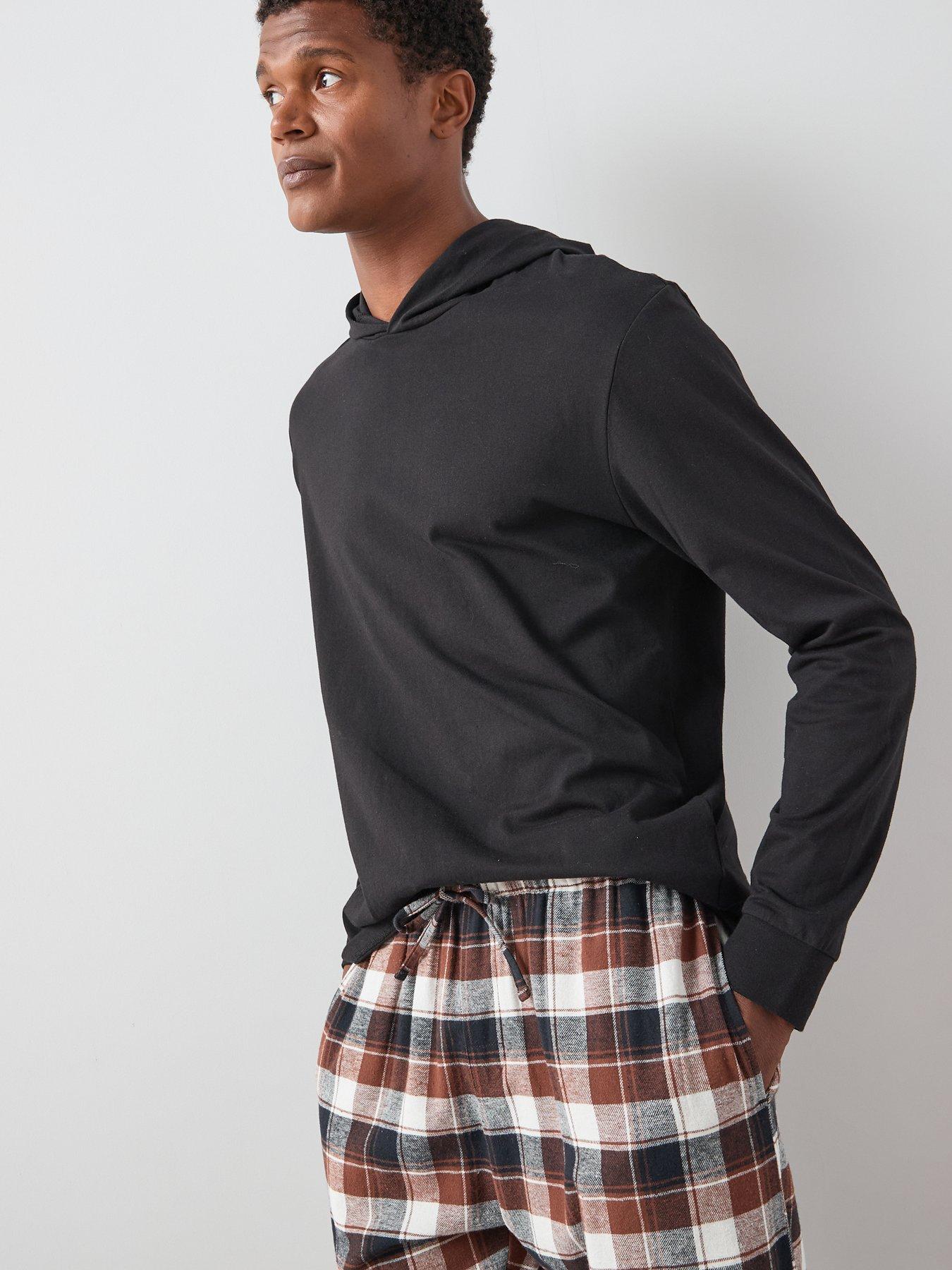 Image 4 of 5 of The Very Collection Hooded Brushed Check Lounge Set - Brown Check/Grey