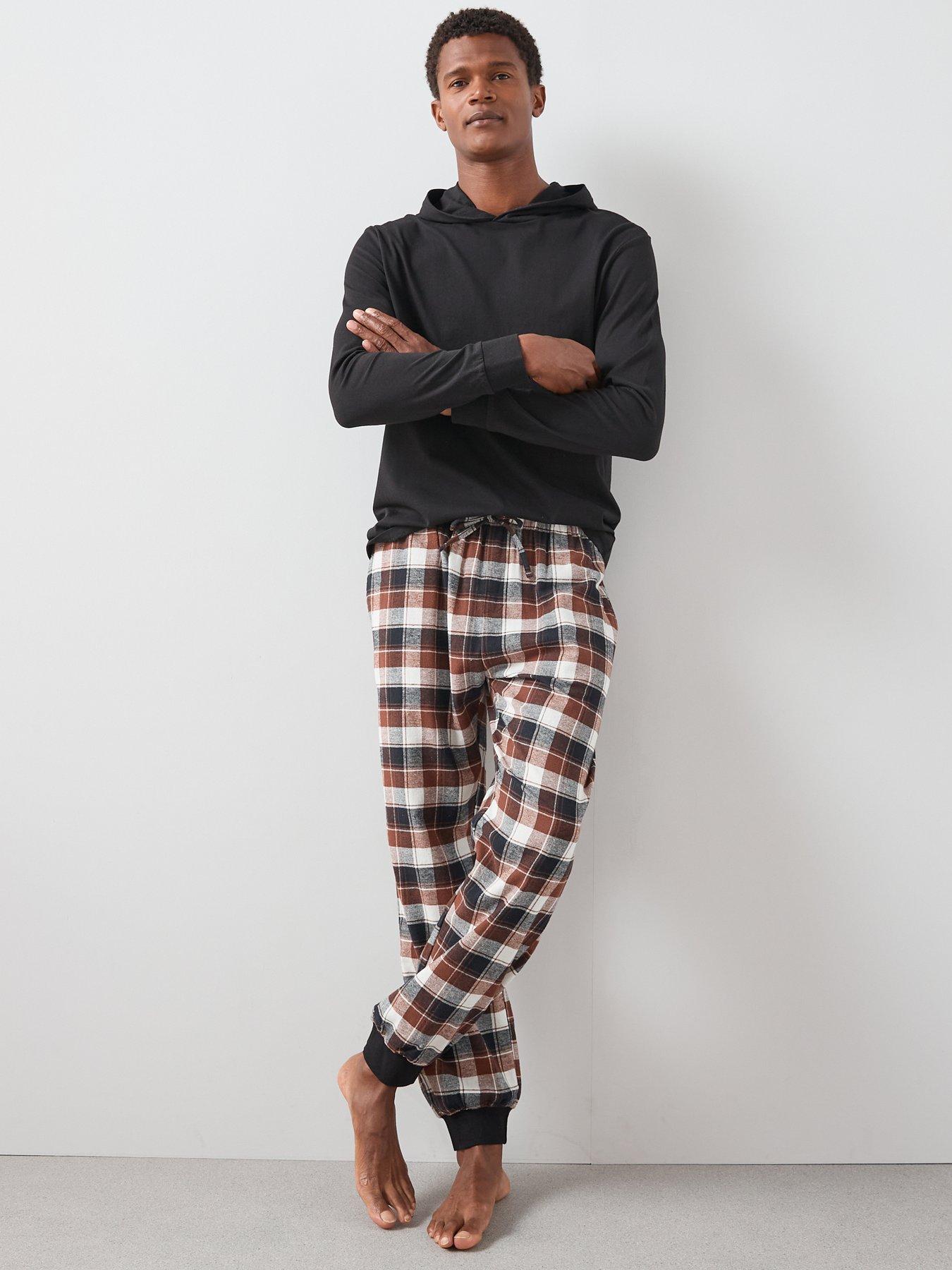Image 5 of 5 of The Very Collection Hooded Brushed Check Lounge Set - Brown Check/Grey