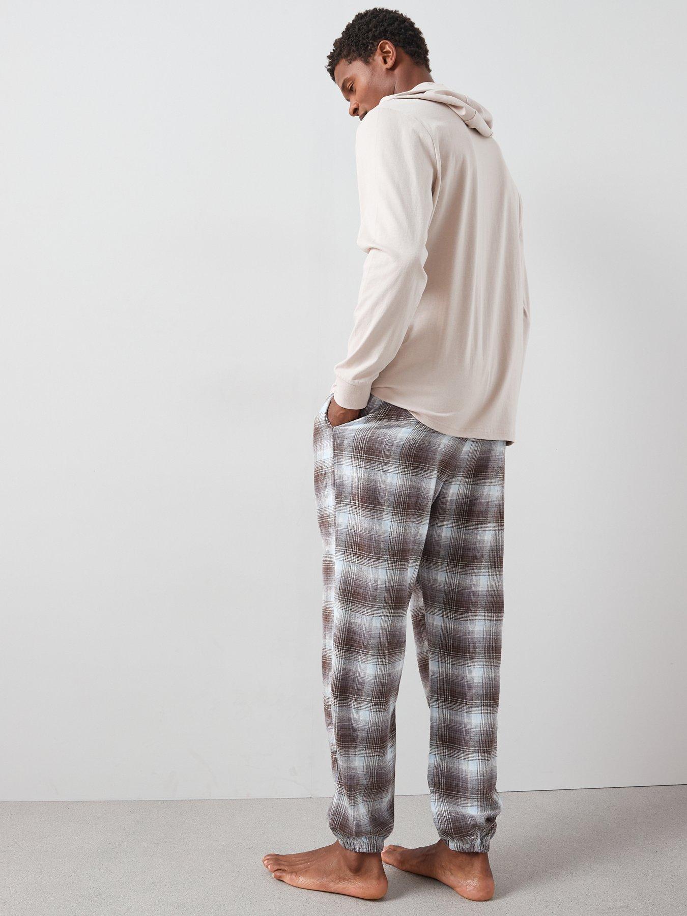Image 2 of 6 of The Very Collection Hooded Brushed Check Lounge Set - Brown