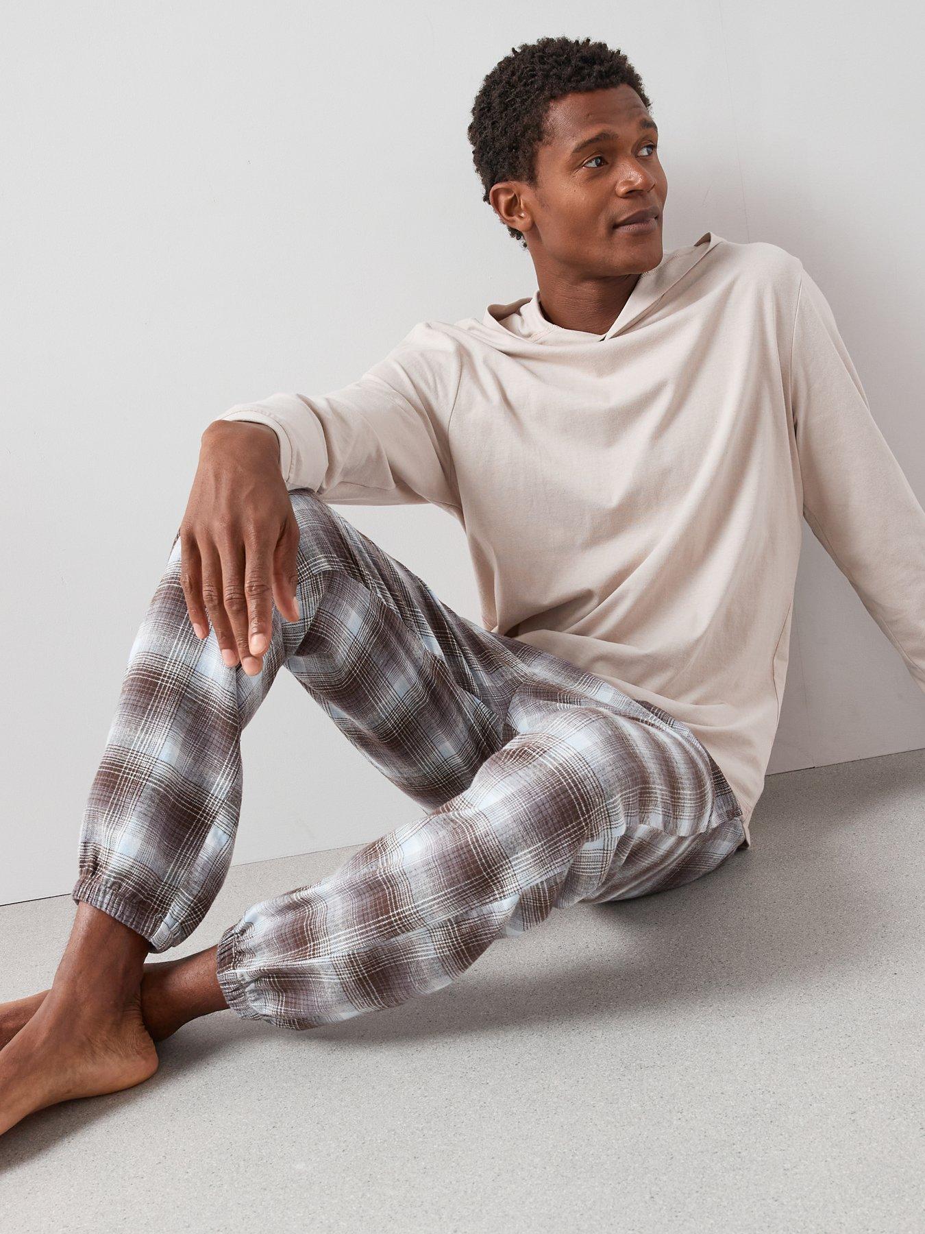 Image 4 of 6 of The Very Collection Hooded Brushed Check Lounge Set - Brown