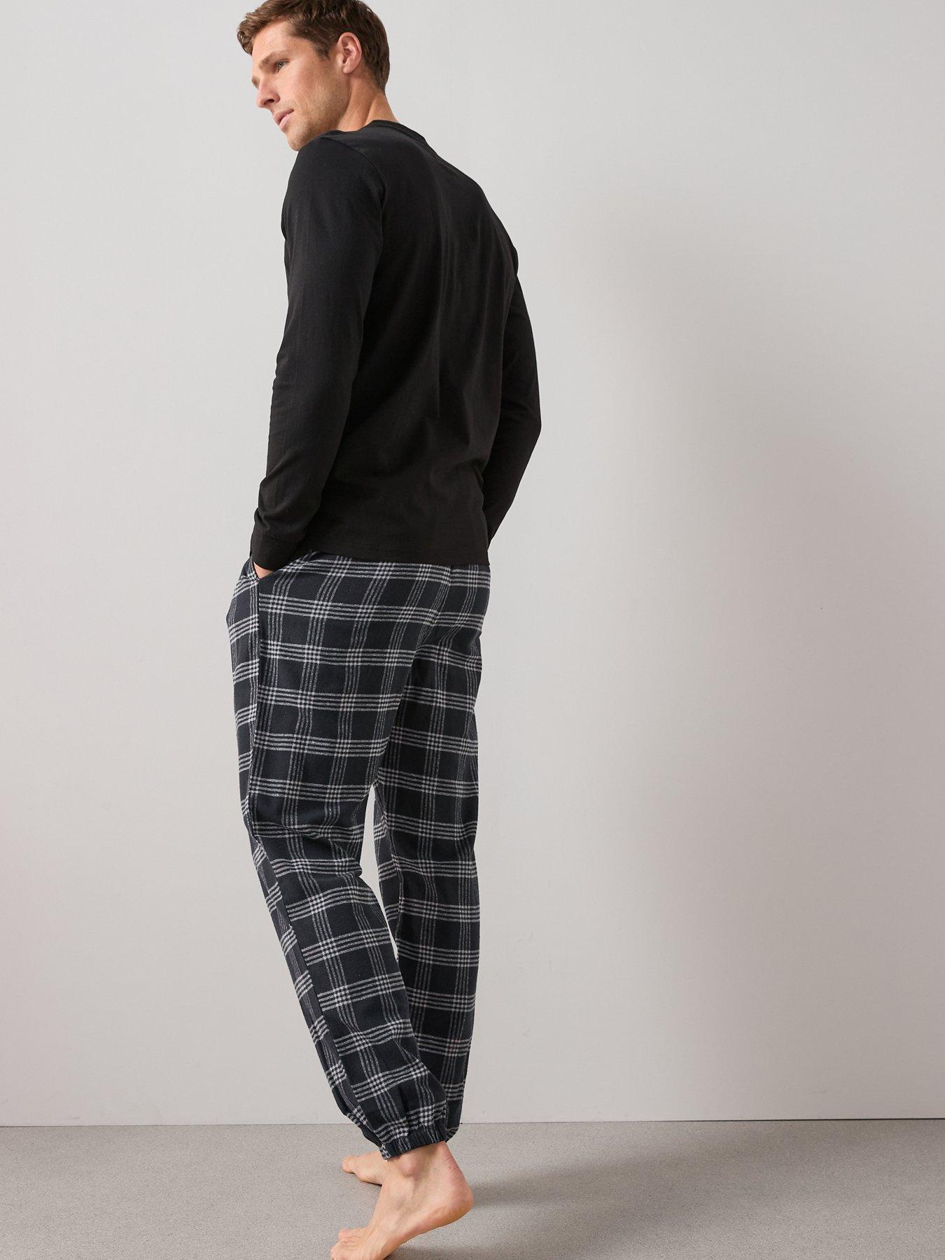 Image 2 of 6 of The Very Collection Soft Touch Check Crew Lounge Set - Black