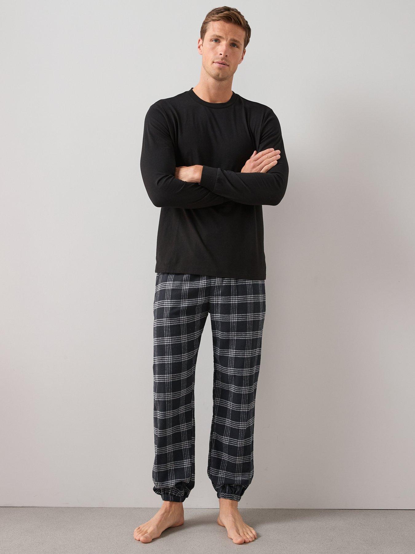 Image 3 of 6 of The Very Collection Soft Touch Check Crew Lounge Set - Black
