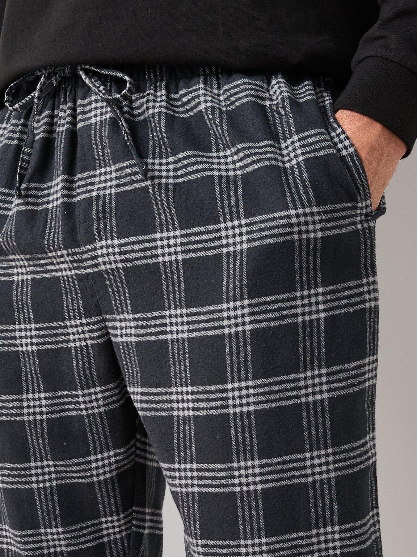 Image 4 of 6 of The Very Collection Soft Touch Check Crew Lounge Set - Black