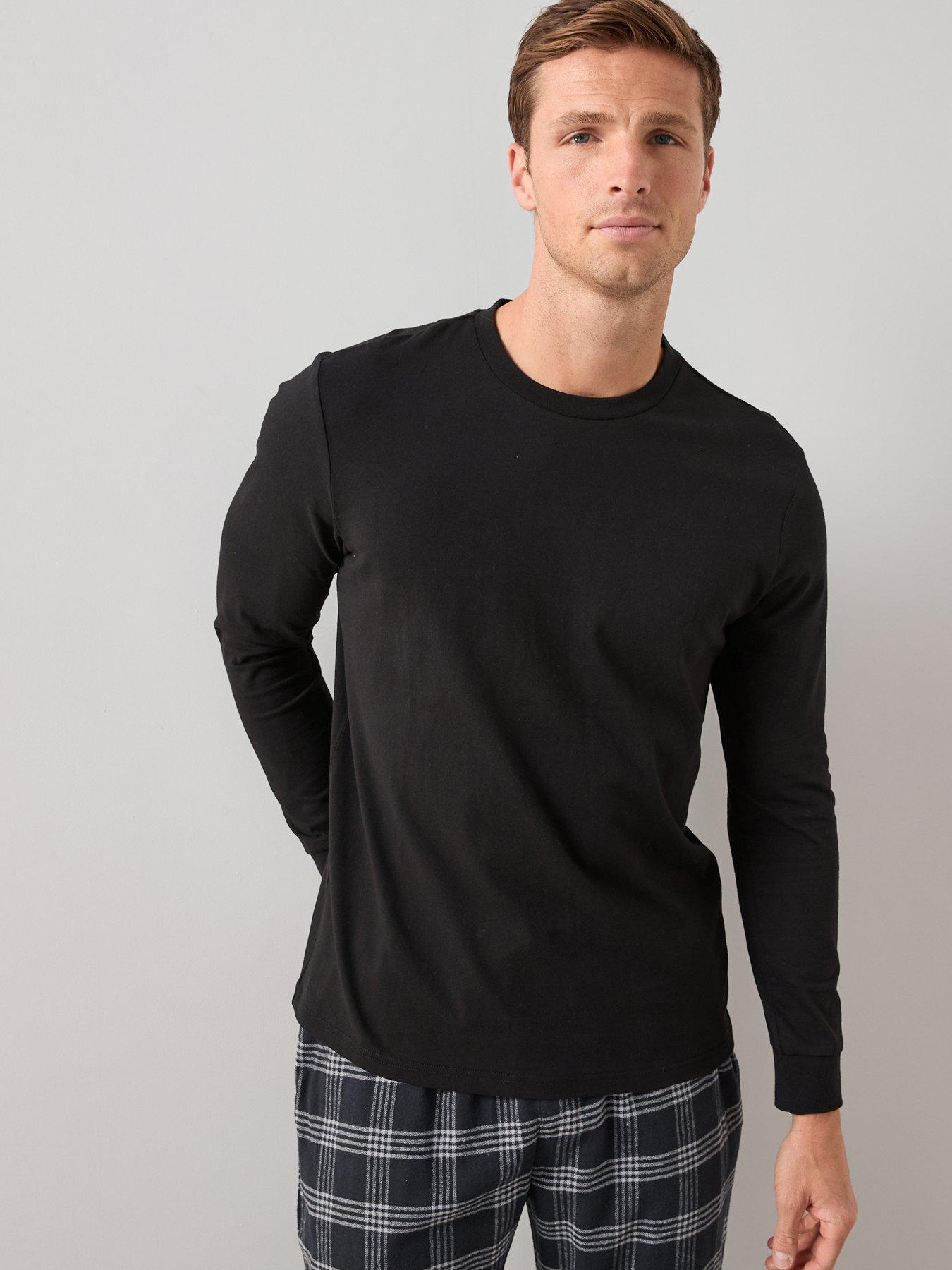 Image 5 of 6 of The Very Collection Soft Touch Check Crew Lounge Set - Black