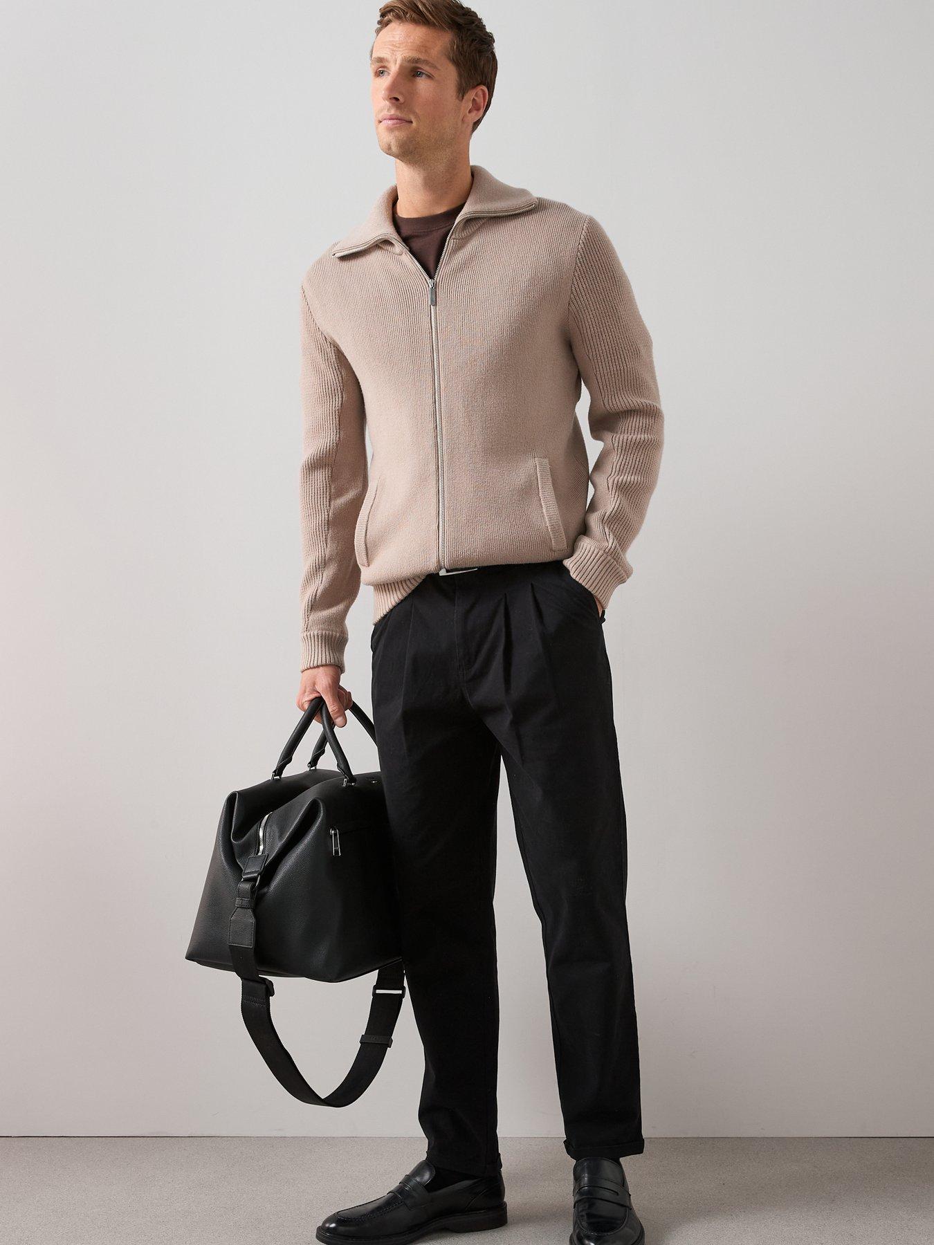 Image 3 of 6 of The Very Collection Pleated Tapered Trousers - Black