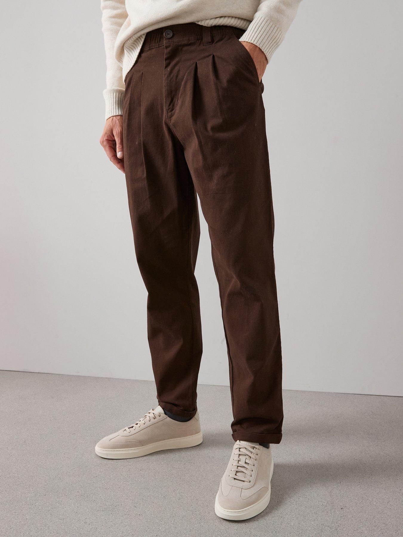 The Very Collection Pleated Tapered Trousers - Brown