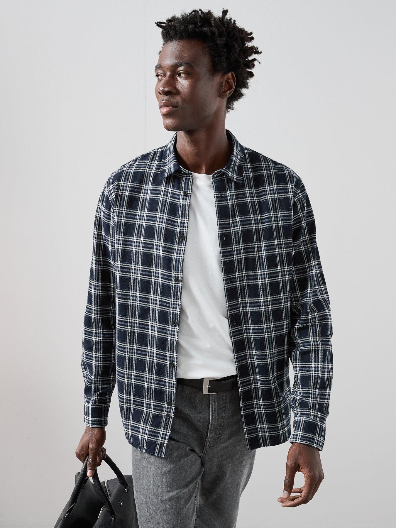 Image 1 of 7 of The Very Collection Checked Flannel Shirt - Monochrome