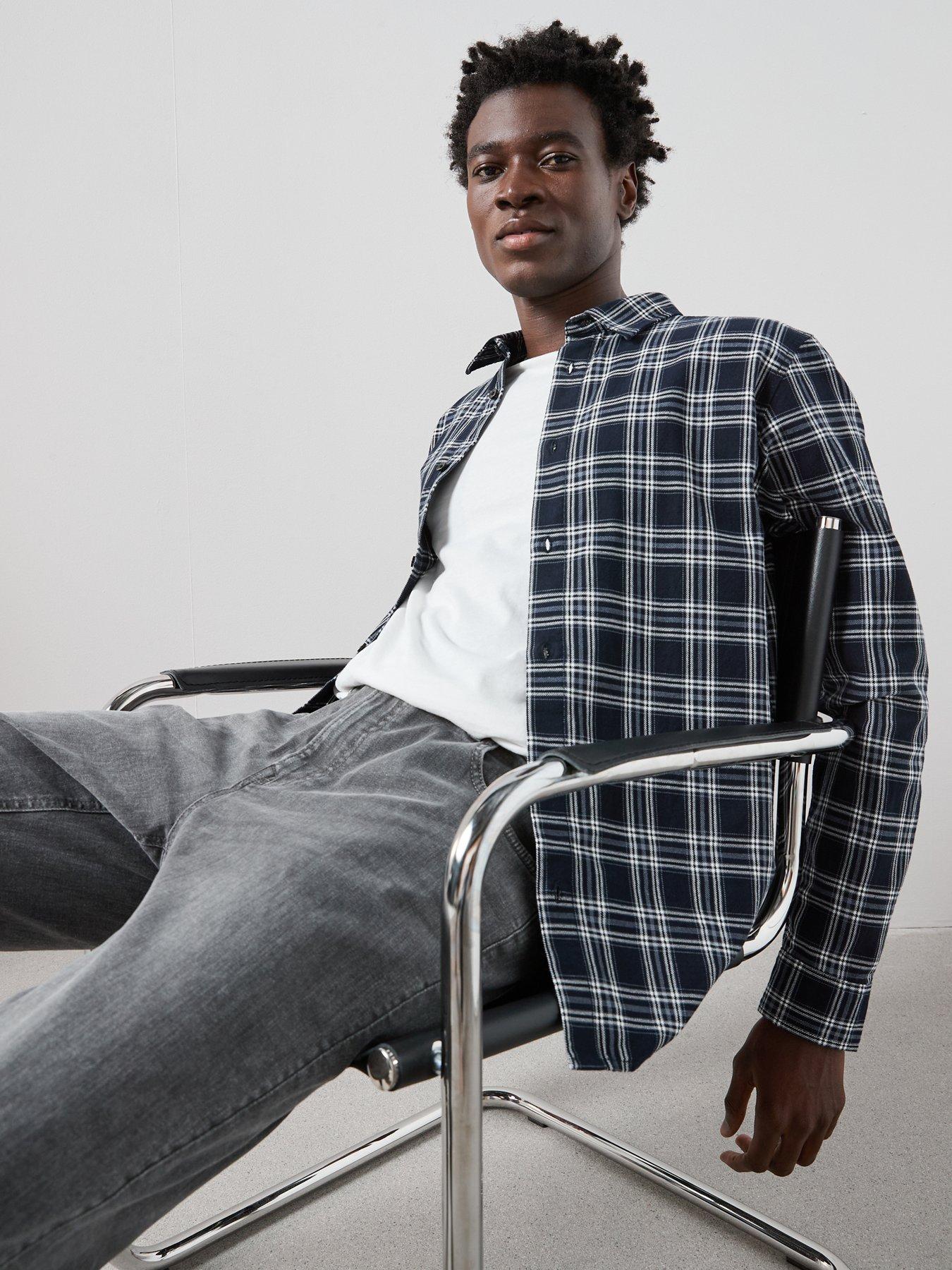 Image 4 of 7 of The Very Collection Checked Flannel Shirt - Monochrome