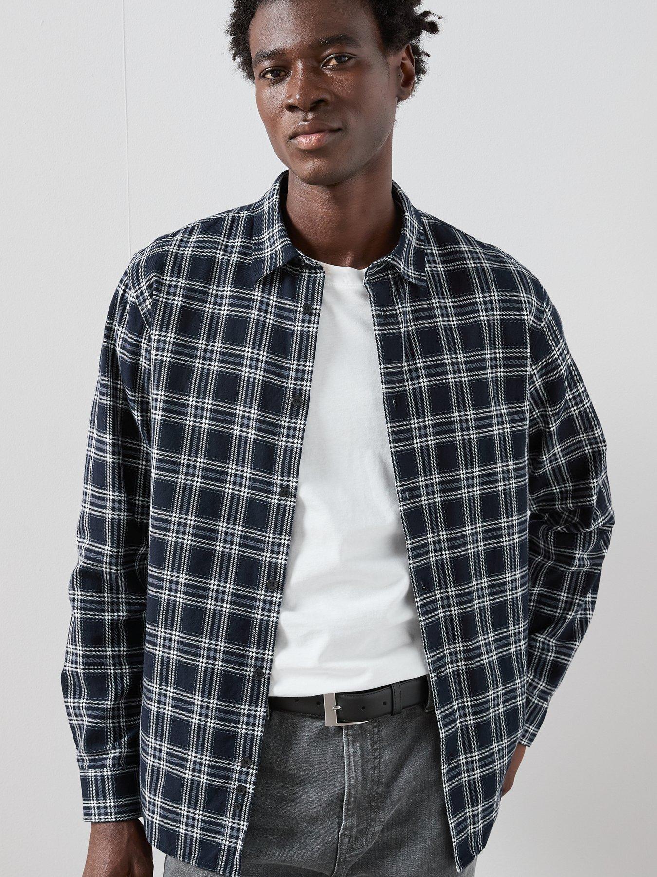 Image 5 of 7 of The Very Collection Checked Flannel Shirt - Monochrome