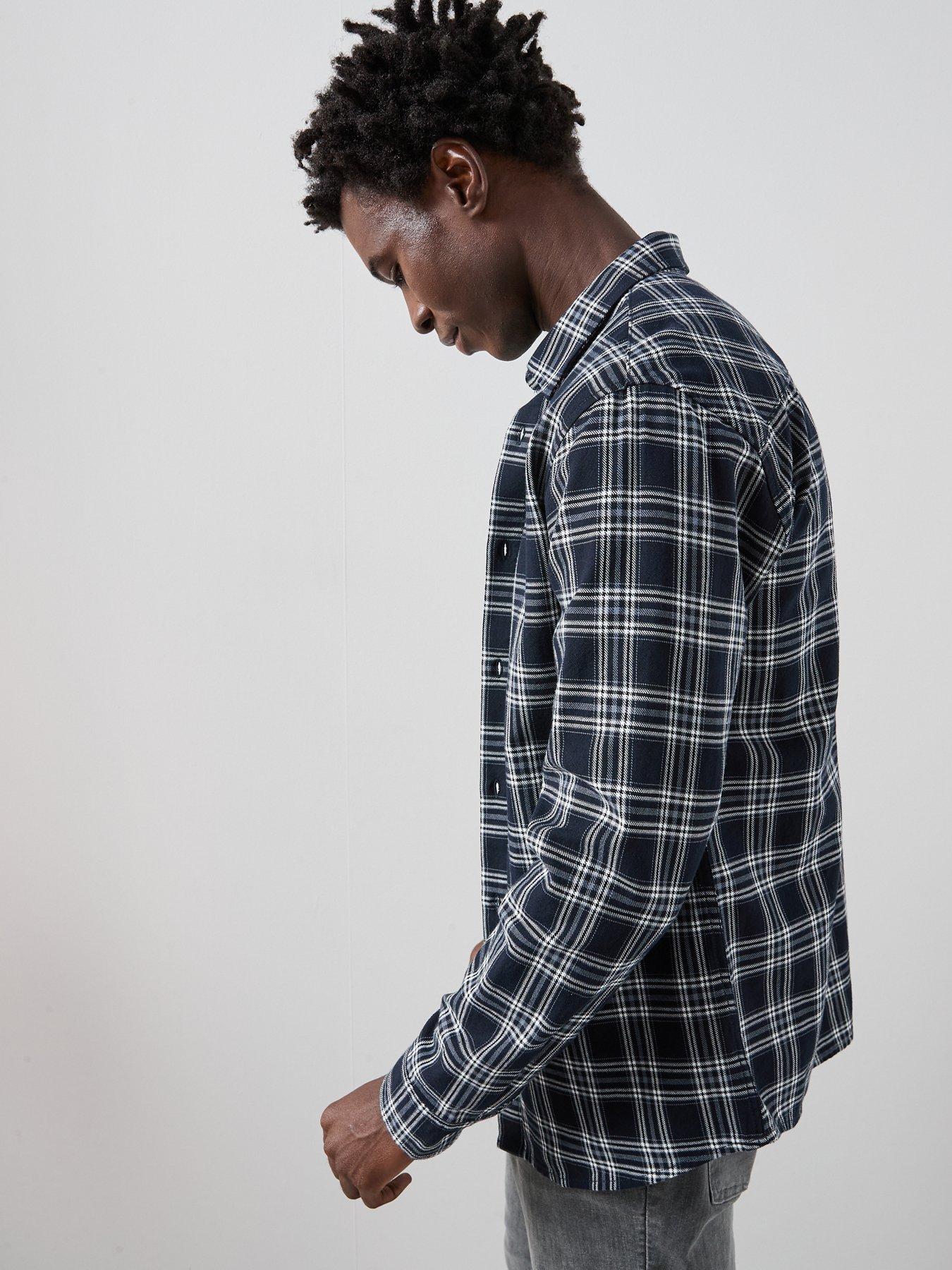 Image 6 of 7 of The Very Collection Checked Flannel Shirt - Monochrome
