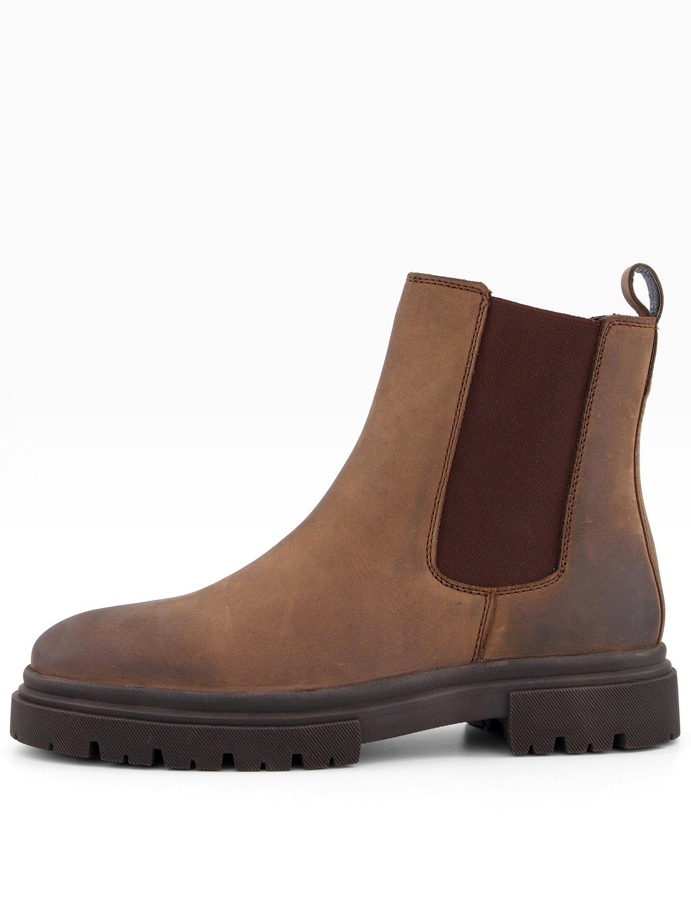 The Very Collection Mens Nobuck Leather Cleated Chelsea Boots - Brown