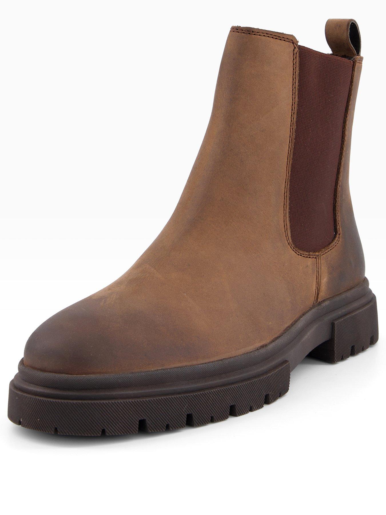  image of the-very-collection-nobuck-leather-cleated-chelsea-boot-brown