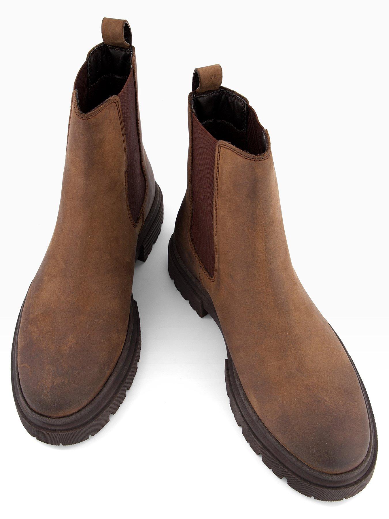  image of the-very-collection-nobuck-leather-cleated-chelsea-boot-brown