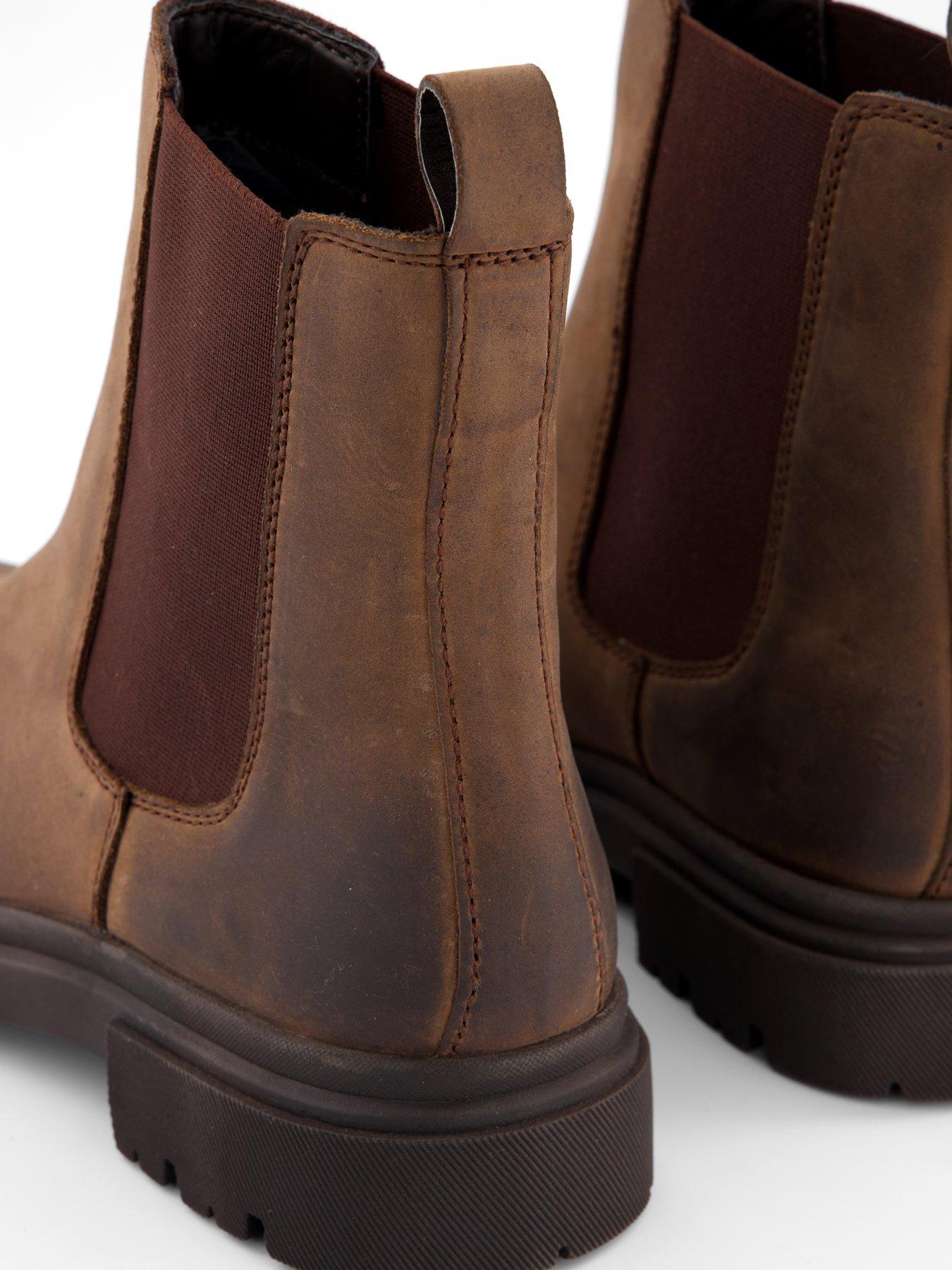  image of the-very-collection-nobuck-leather-cleated-chelsea-boot-brown