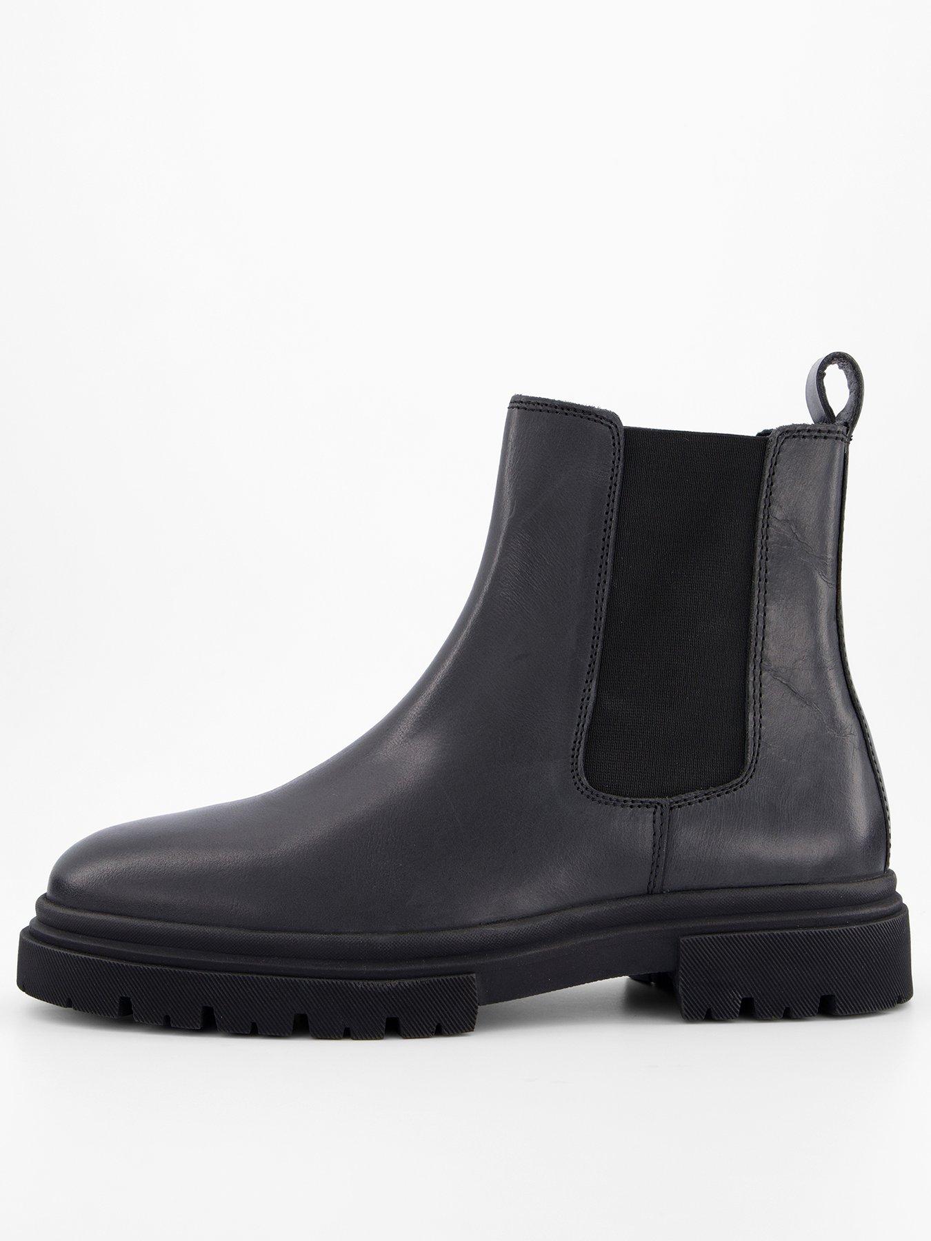 The Very Collection Mens Leather Cleated Chelsea Boots - Black