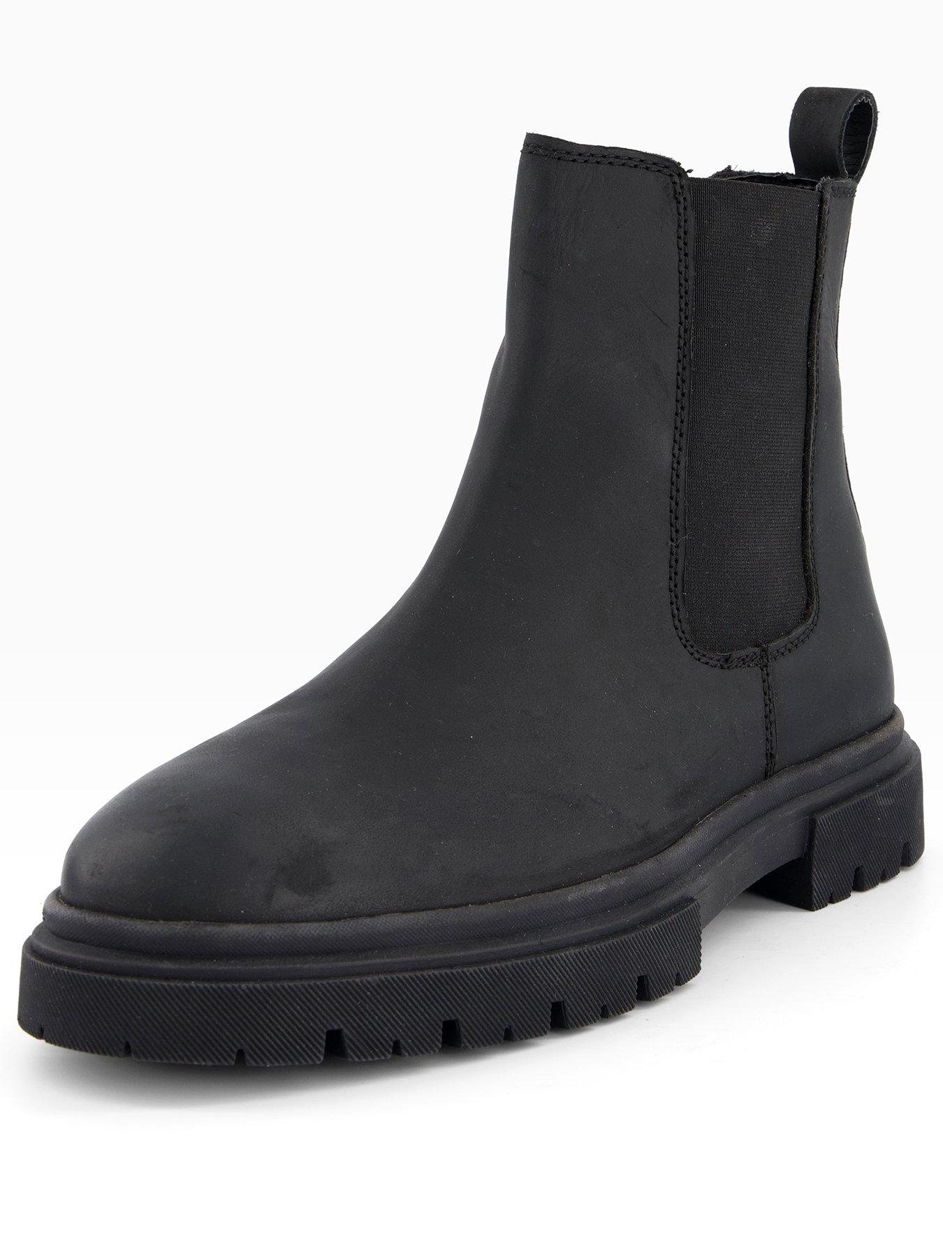  image of the-very-collection-nobuck-leather-cleated-chelsea-bootsnbsp--black