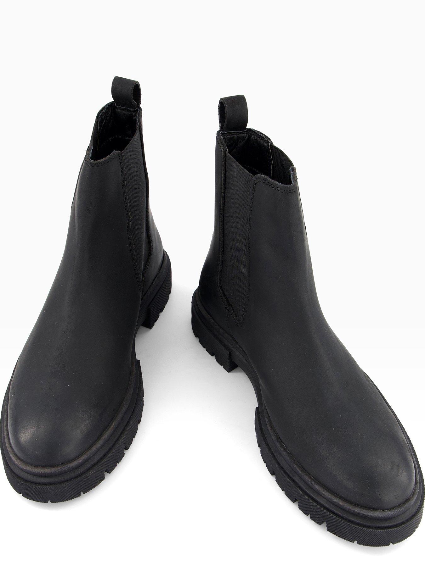  image of the-very-collection-nobuck-leather-cleated-chelsea-bootsnbsp--black