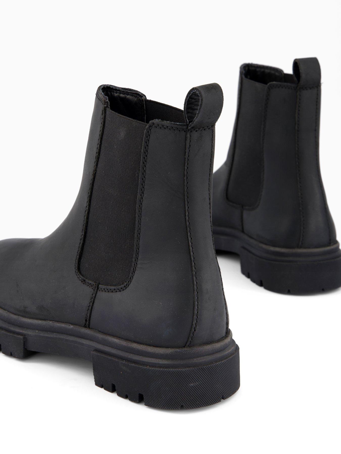  image of the-very-collection-nobuck-leather-cleated-chelsea-bootsnbsp--black