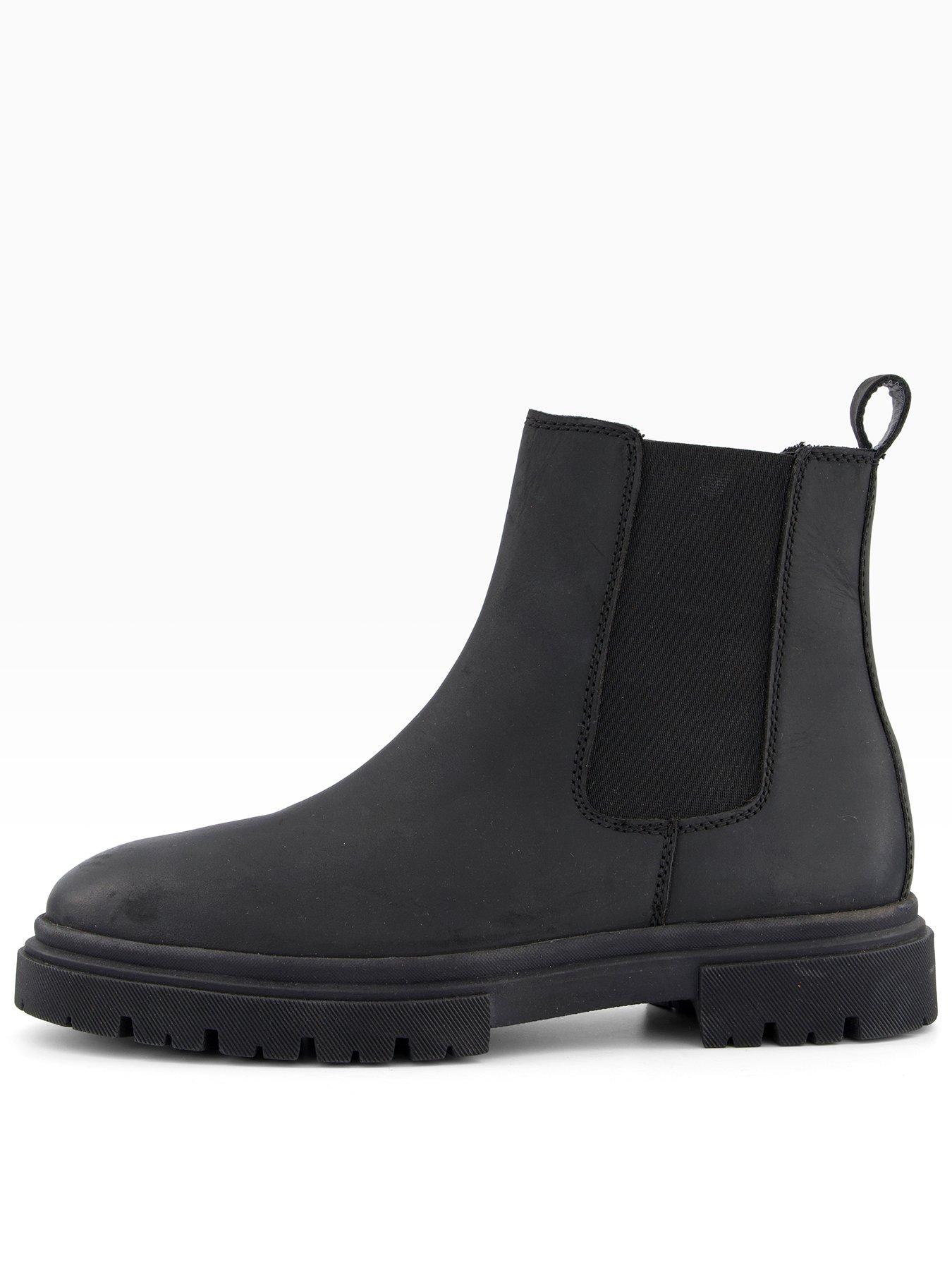 The Very Collection Mens Nobuck Leather Cleated Chelsea Boots - Black