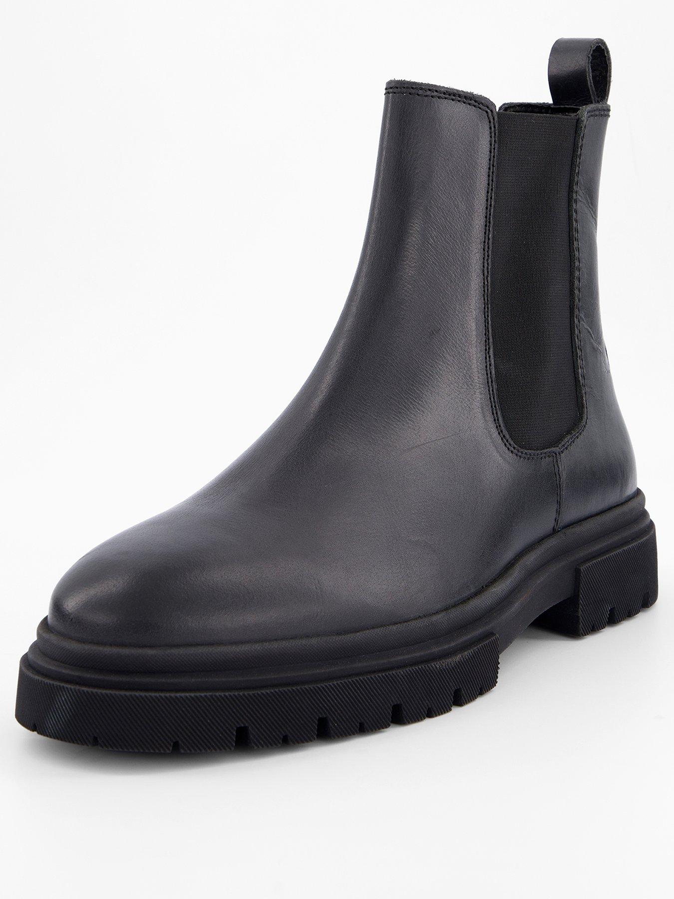  image of the-very-collection-leather-cleated-chelsea-boots-black