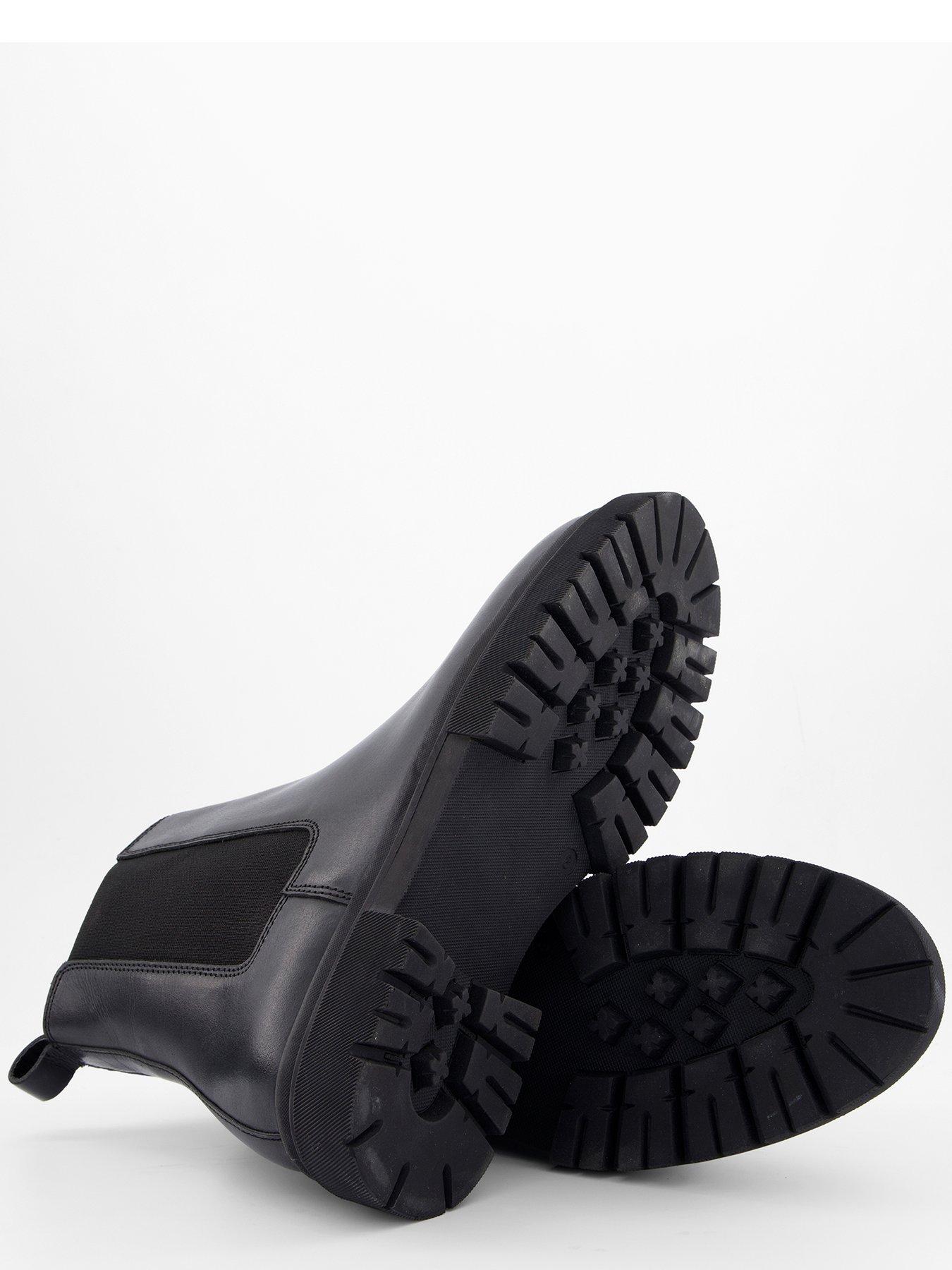  image of the-very-collection-leather-cleated-chelsea-boots-black
