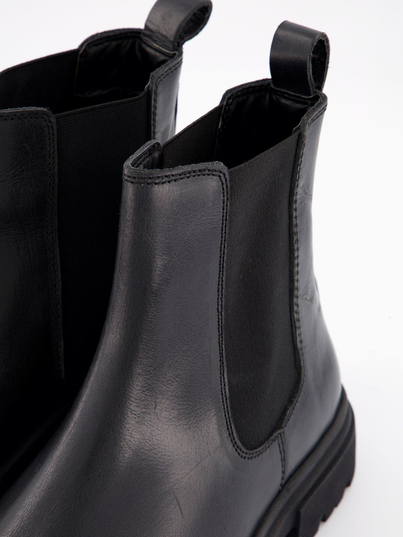  image of the-very-collection-leather-cleated-chelsea-boots-black