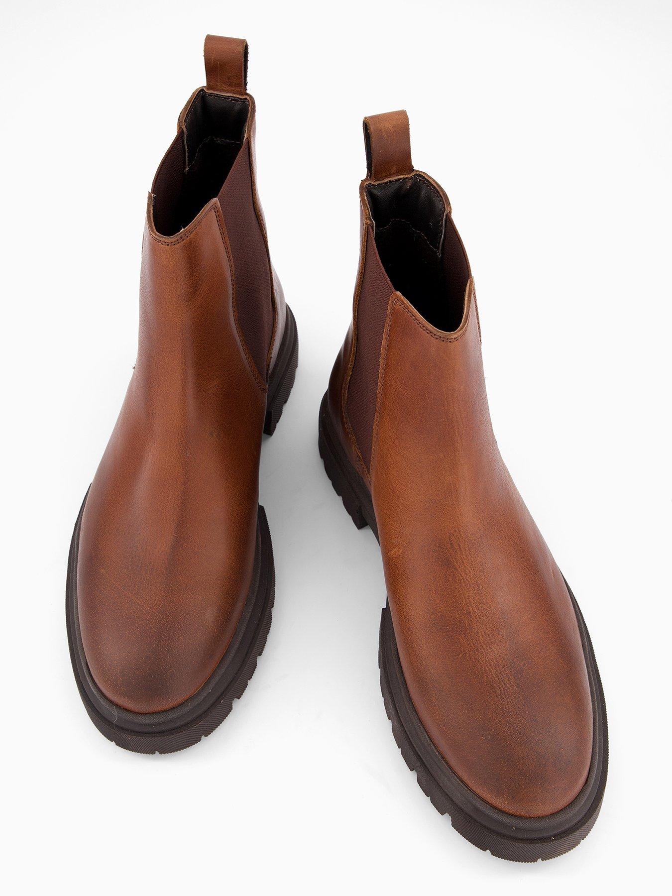 Image 3 of 7 of The Very Collection Mens Leather Cleated Chelsea Boots - Brown